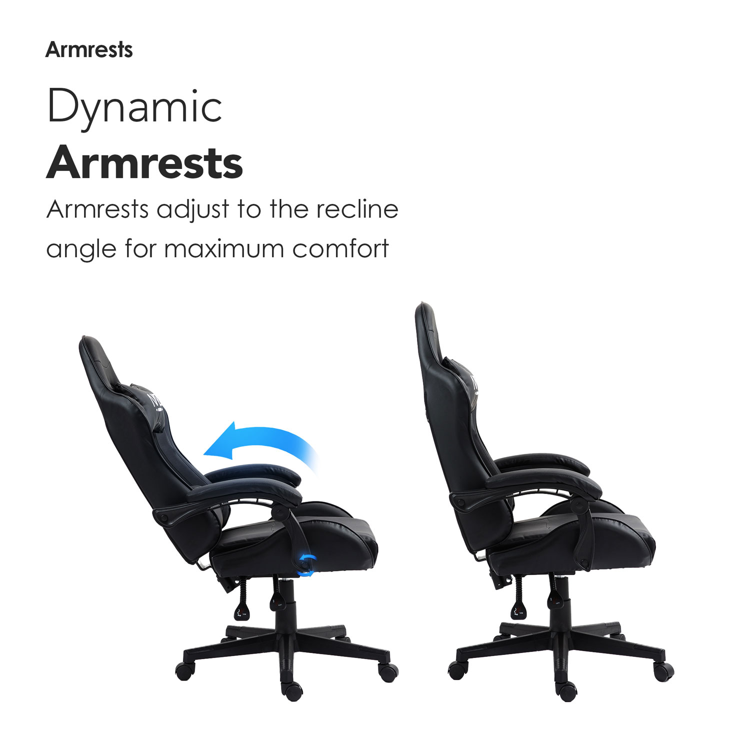 Fauteuil de jeu ergonomique à dossier haut en similicuir Tachi de Naz - Noir