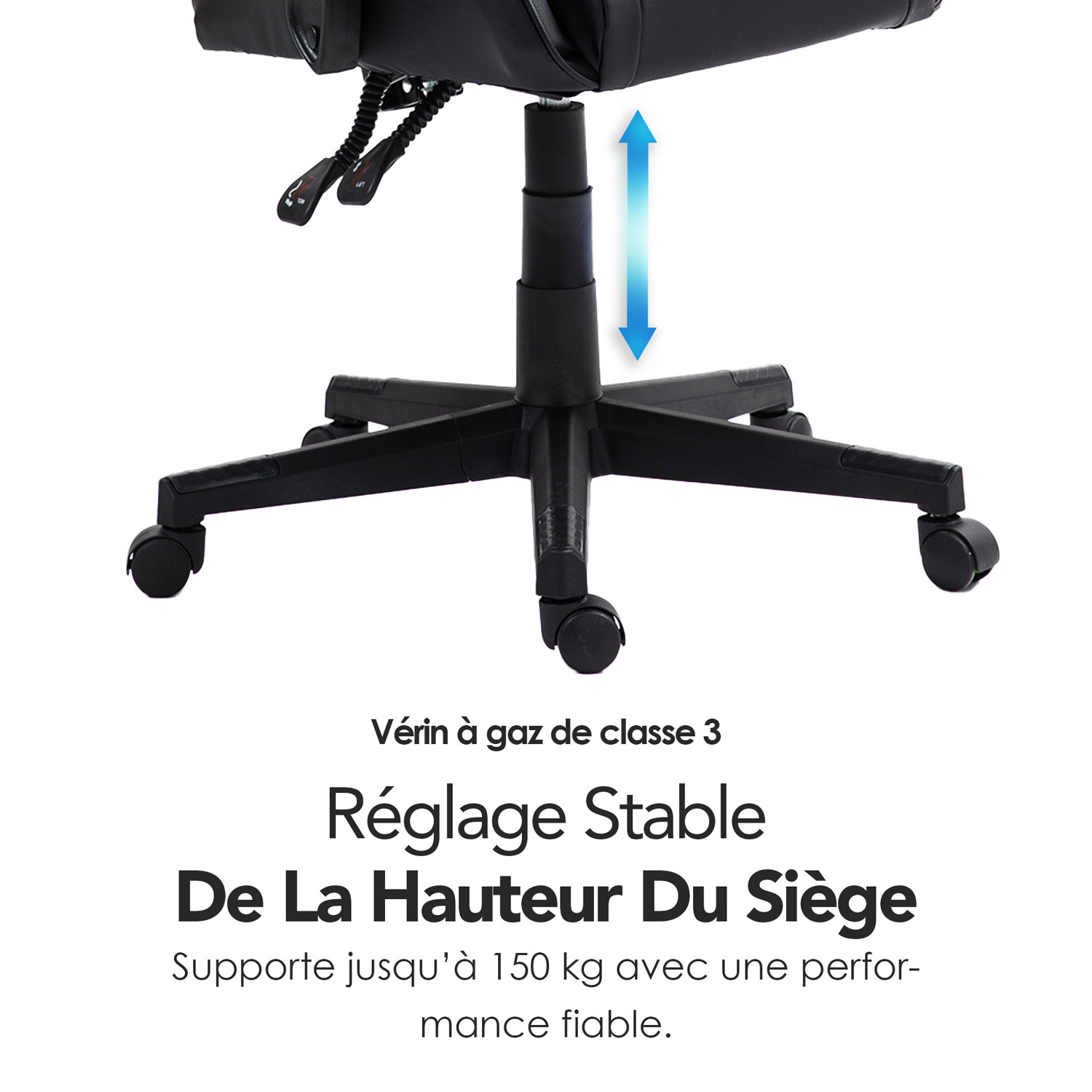 Fauteuil de jeu ergonomique à dossier haut en similicuir Tachi de Naz - Noir