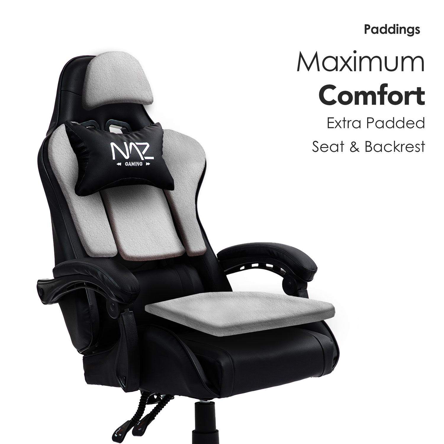 Fauteuil de jeu ergonomique à dossier haut en similicuir Tachi de Naz - Noir