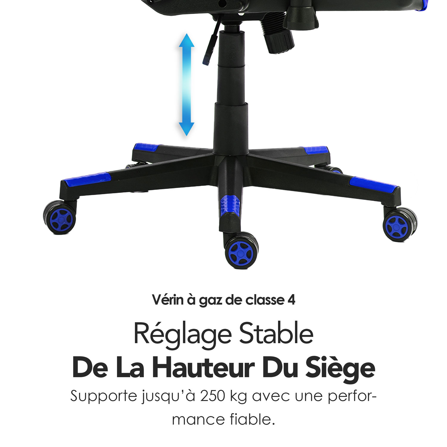 Fauteuil de jeu ergonomique à dossier haut en similicuir Gladius de Naz - Bleu
