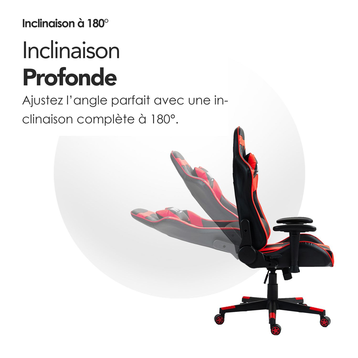 Fauteuil de jeu ergonomique à dossier haut en similicuir Gladius de Naz - Rouge