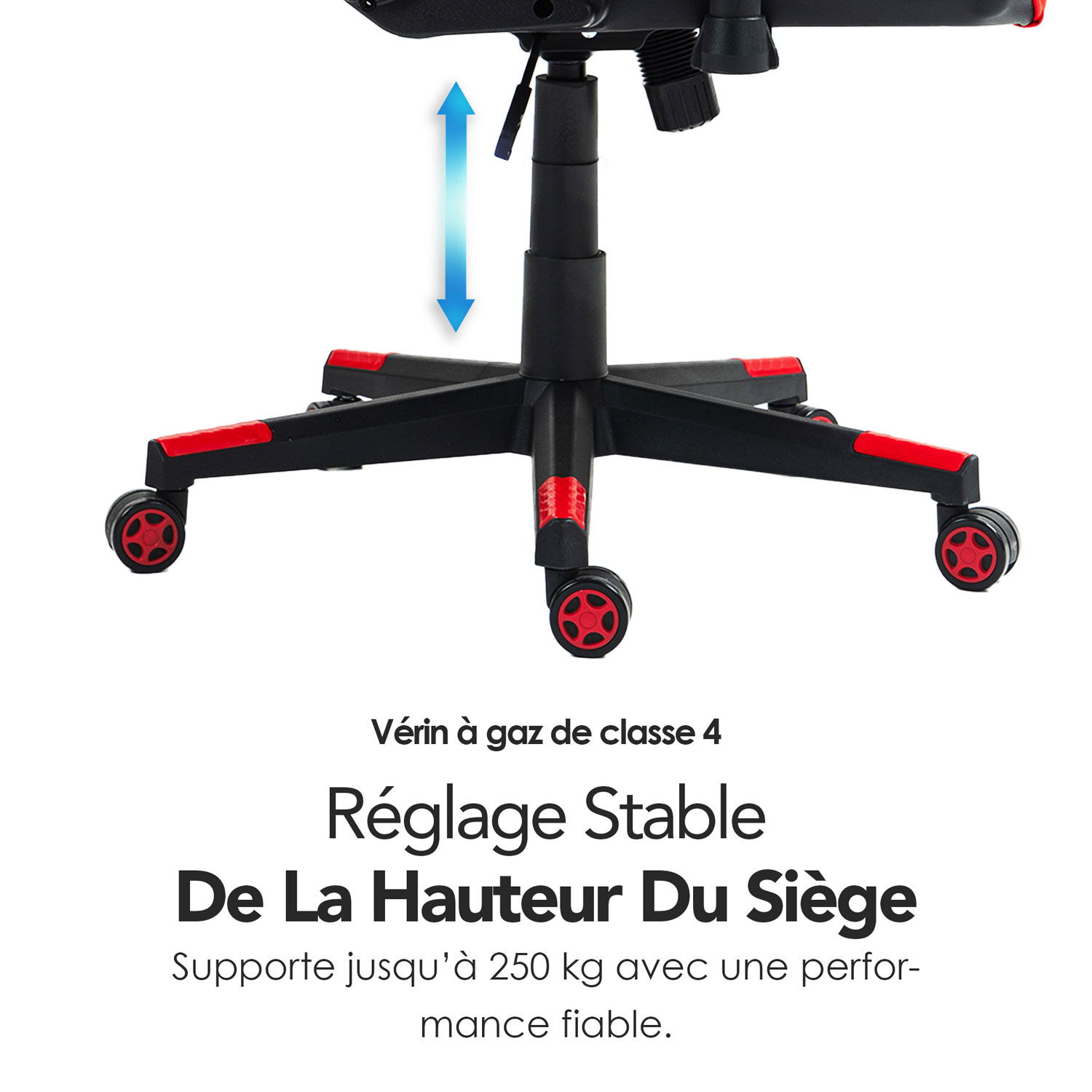 Fauteuil de jeu ergonomique à dossier haut en similicuir Gladius de Naz - Rouge