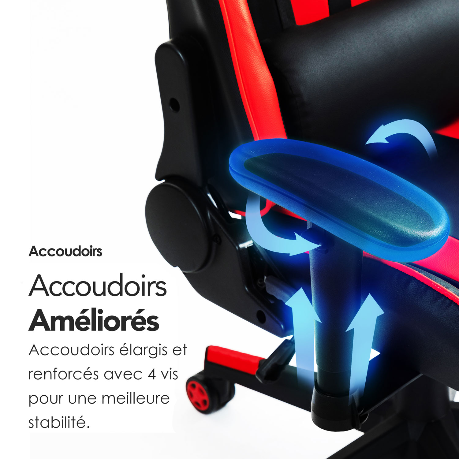 Fauteuil de jeu ergonomique à dossier haut en similicuir Gladius de Naz - Rouge