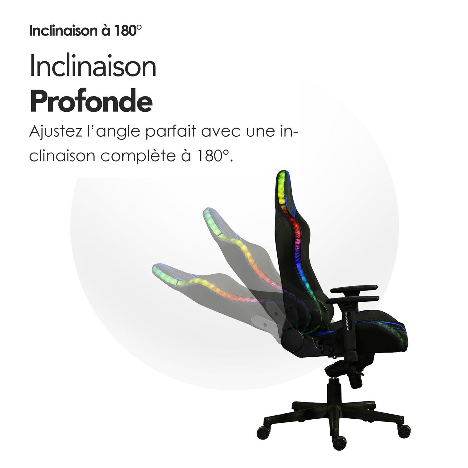 Naz Excalibur Ergonomic High-Back Faux Leather Gaming Chair with RGB LED Lights - Black