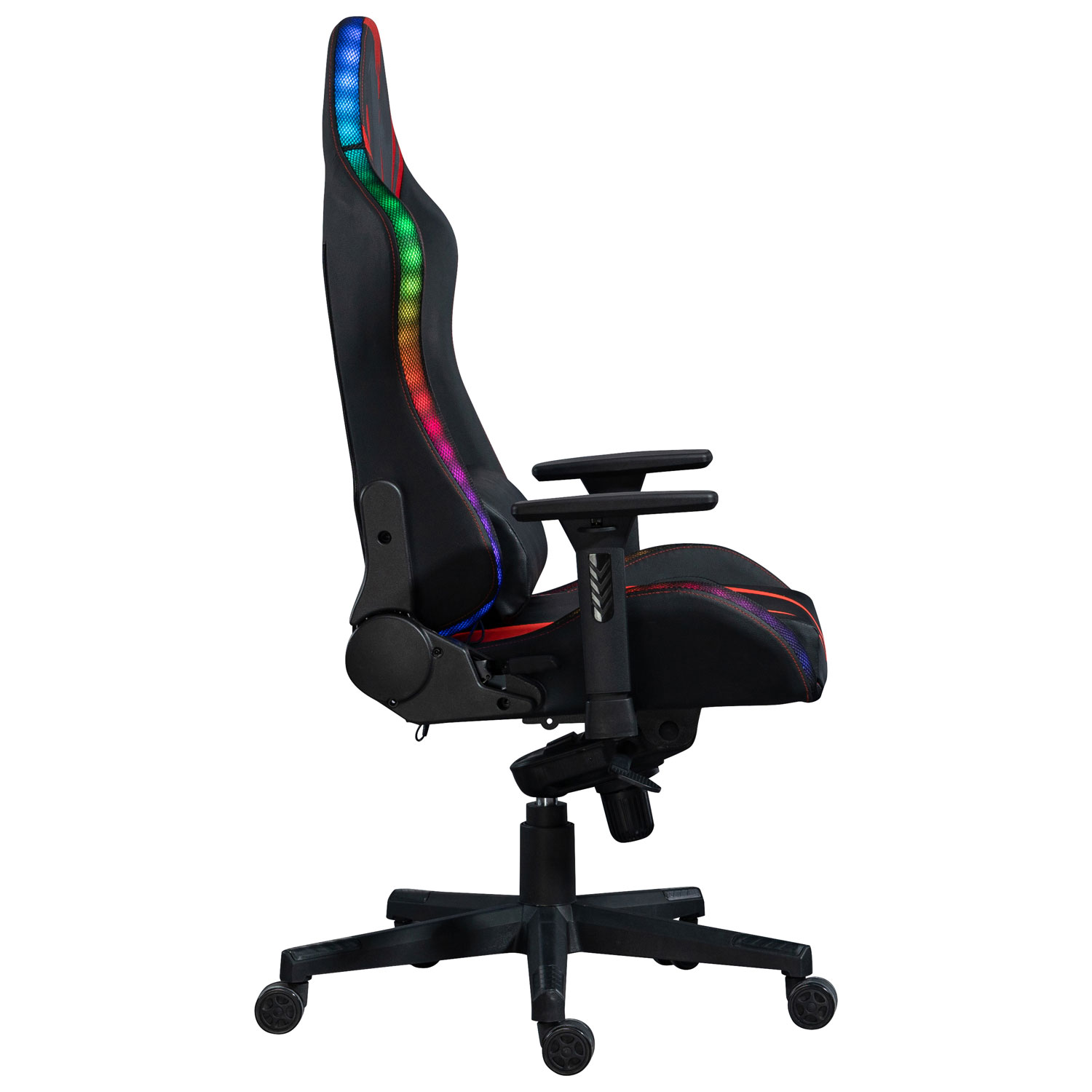 Naz Excalibur Ergonomic High-Back Faux Leather Gaming Chair with RGB LED Lights - Black