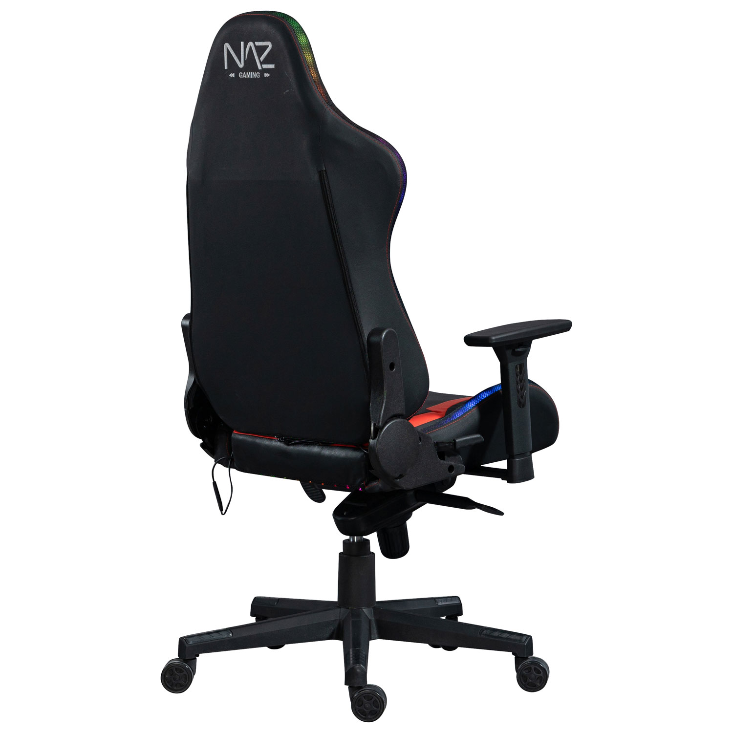 Naz Excalibur Ergonomic High-Back Faux Leather Gaming Chair with RGB LED Lights - Black