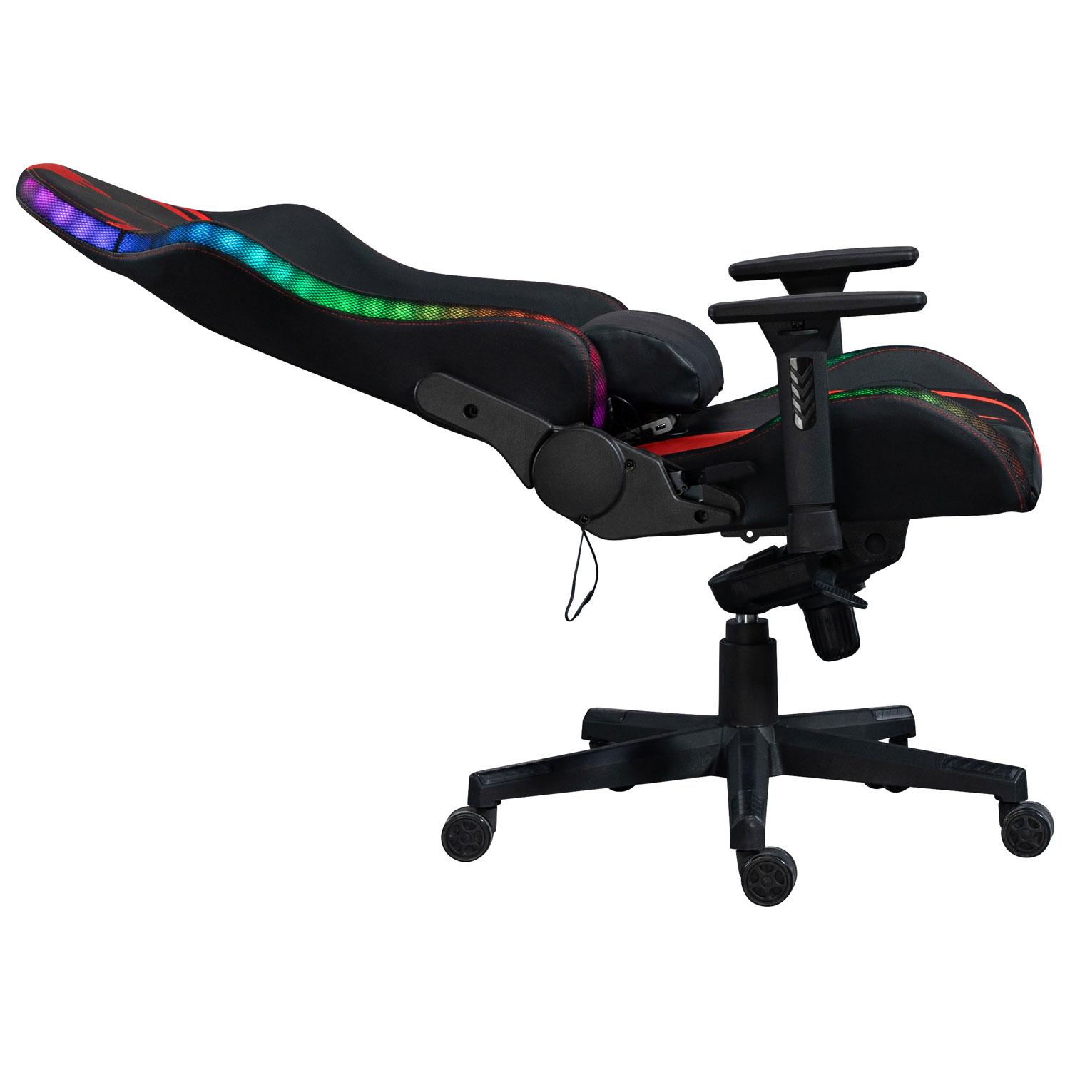 Naz Excalibur Ergonomic High-Back Faux Leather Gaming Chair with RGB LED Lights - Black