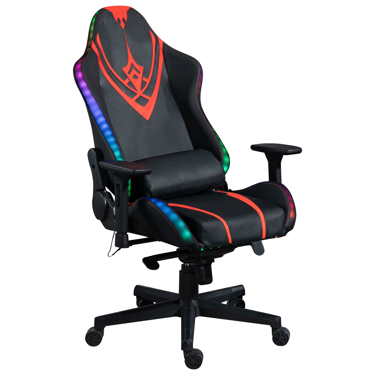 Naz Excalibur Ergonomic High-Back Faux Leather Gaming Chair with RGB LED Lights - Black
