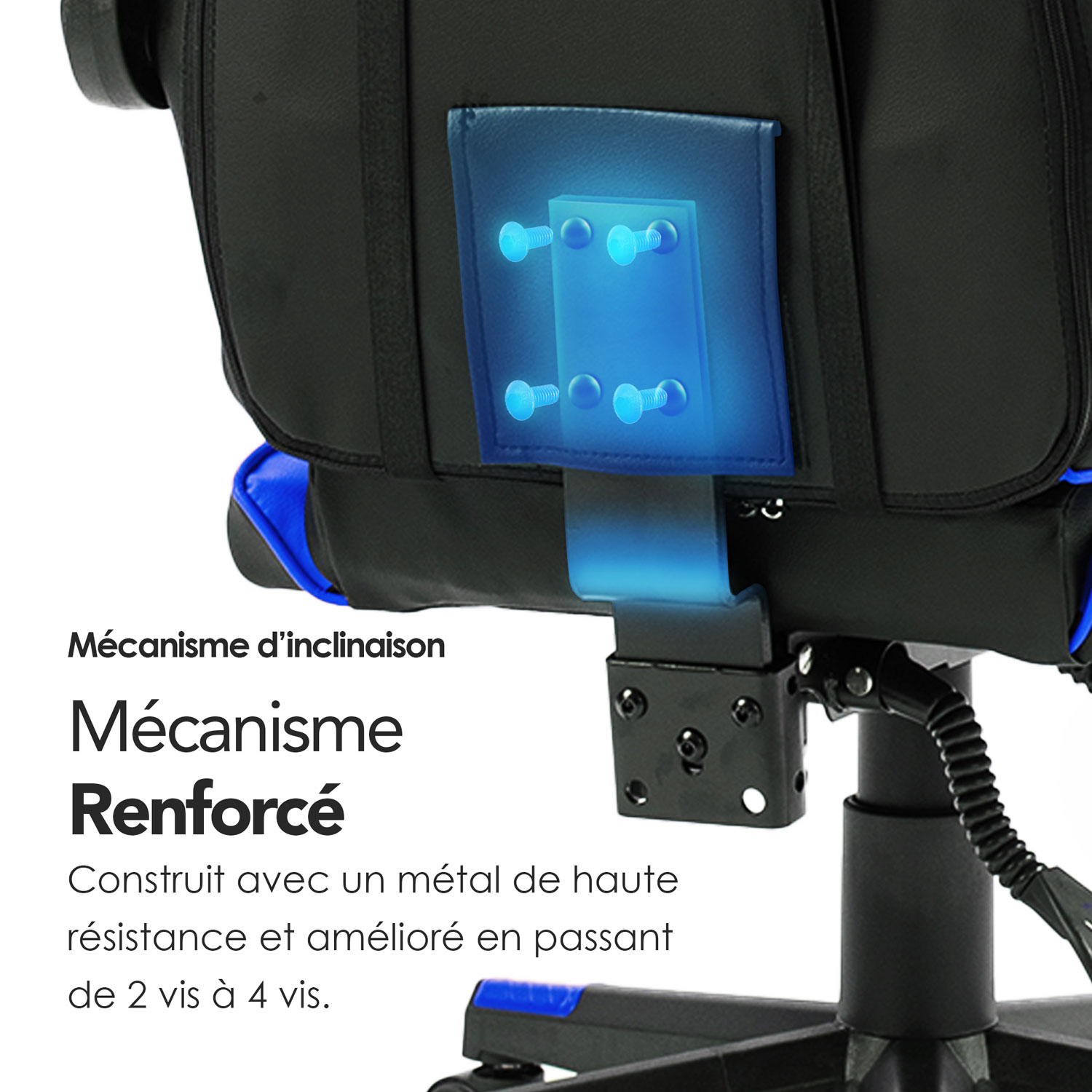 Fauteuil de jeu ergonomique à dossier haut en similicuir Tachi de Naz - Bleu