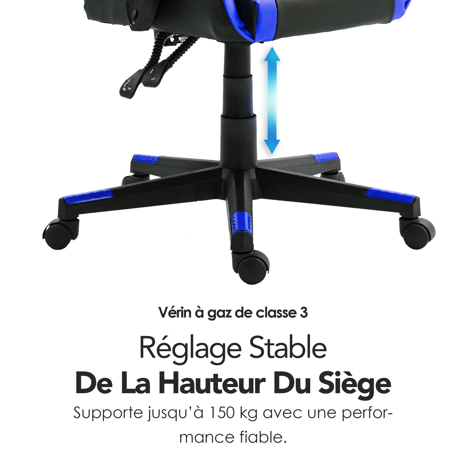 Fauteuil de jeu ergonomique à dossier haut en similicuir Tachi de Naz - Bleu
