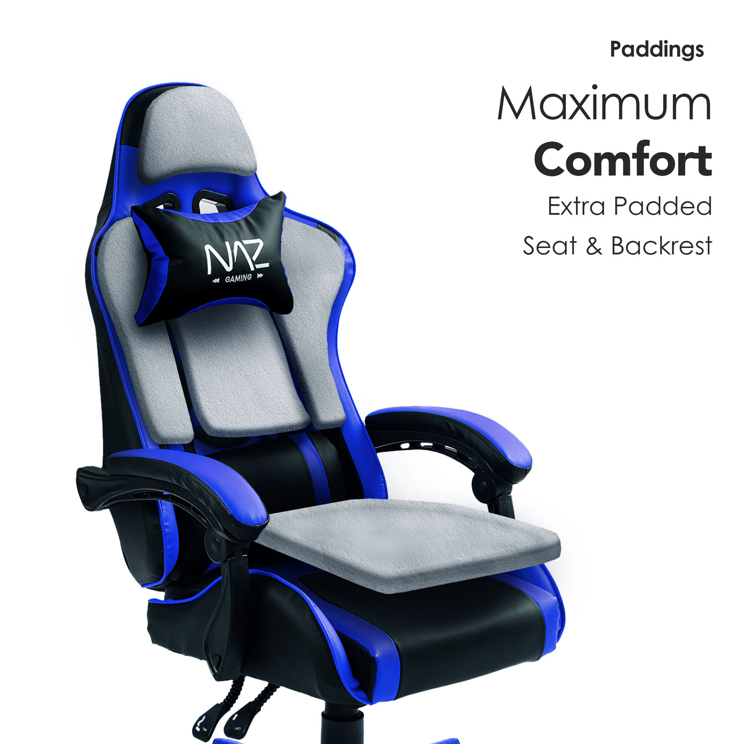 Fauteuil de jeu ergonomique à dossier haut en similicuir Tachi de Naz - Bleu