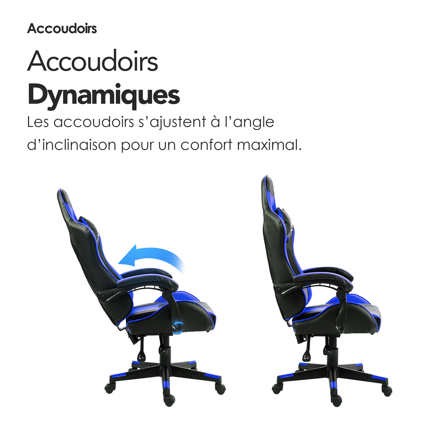 Fauteuil de jeu ergonomique à dossier haut en similicuir Tachi de Naz - Bleu