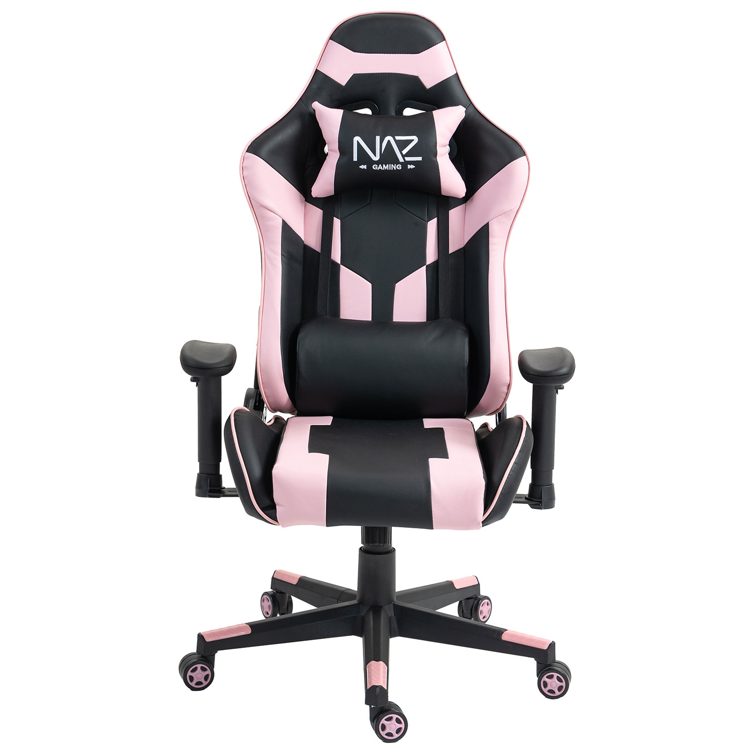 Fauteuil de jeu ergonomique à dossier haut en similicuir Gladius de Naz - Rose