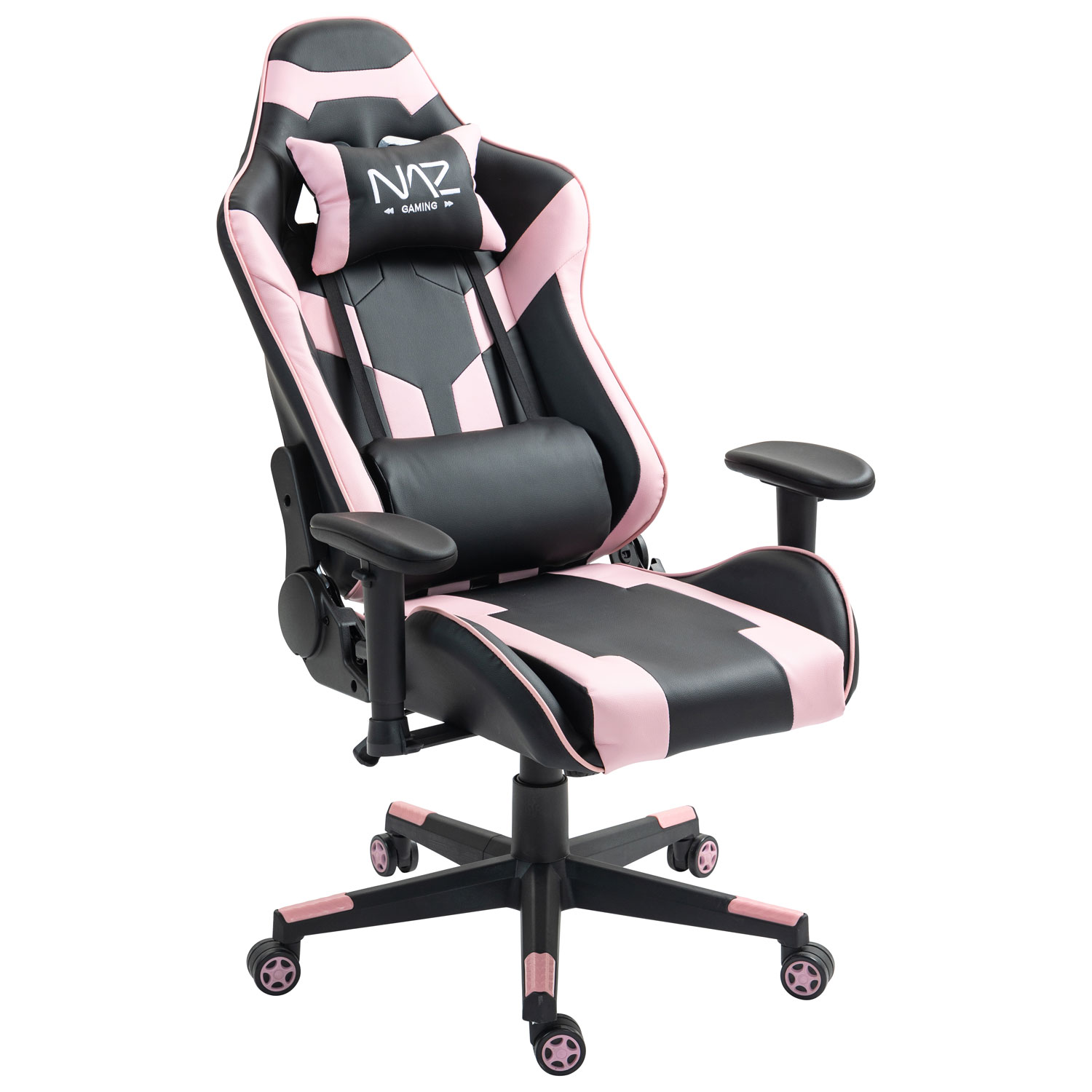 Fauteuil de jeu ergonomique à dossier haut en similicuir Gladius de Naz - Rose