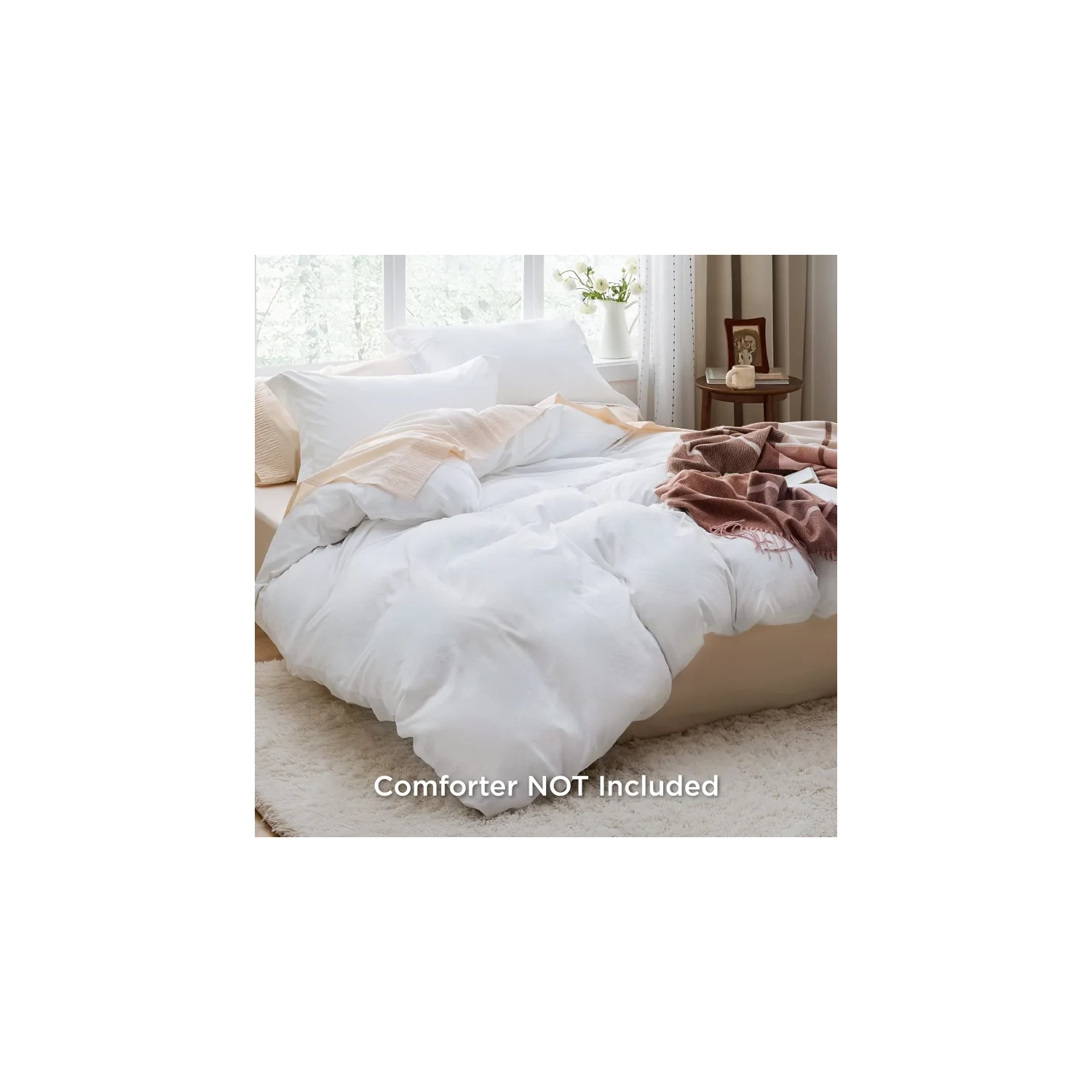 White Duvet Cover Queen Size - Soft Prewashed 3-Piece Set, 1 Duvet Cover 90x90 Inches with Zipper Closure and 2 Pillow Shams - Comfort and Elegance
