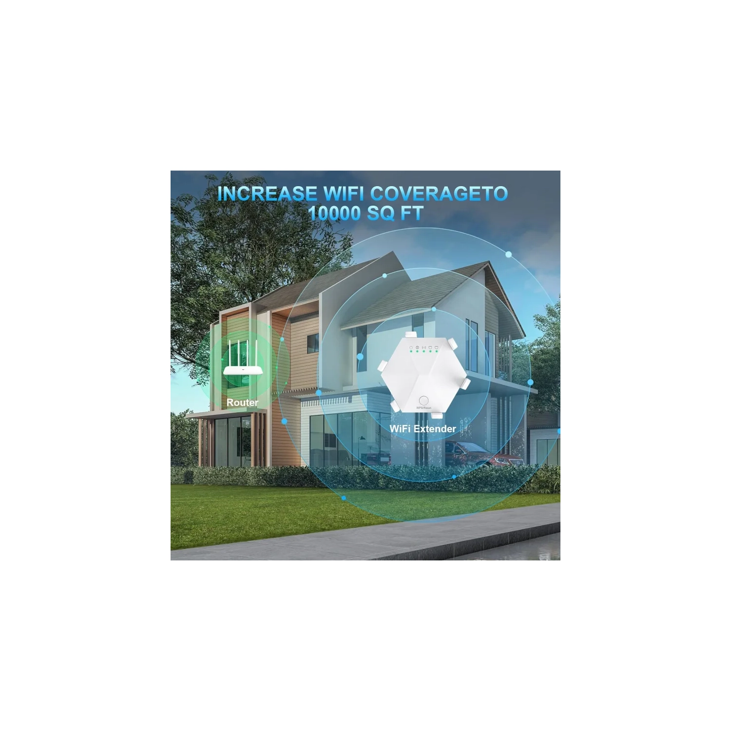 2024 WiFi Extender Signal Booster - Powerful 6 Antennas, Up to 10000 sq.ft Coverage, 1200Mbps Dual Band, Long Range Wireless Internet Repeater for