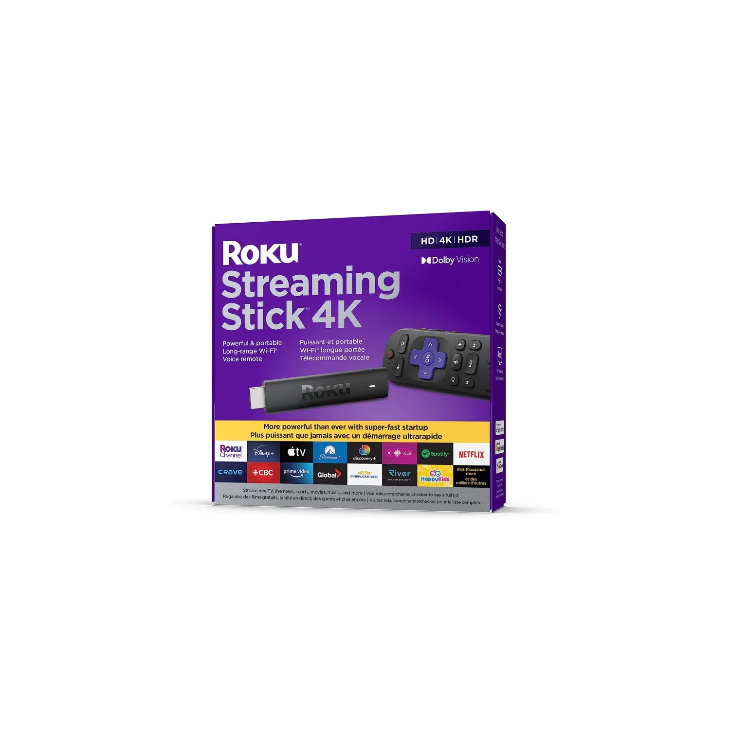 Roku Streaming Stick 4K 2022 - Official Manufacturer Product | 4K/HDR/Dolby Vision Streaming Device with Voice Remote, TV Controls, and Long-Range Wi-Fi