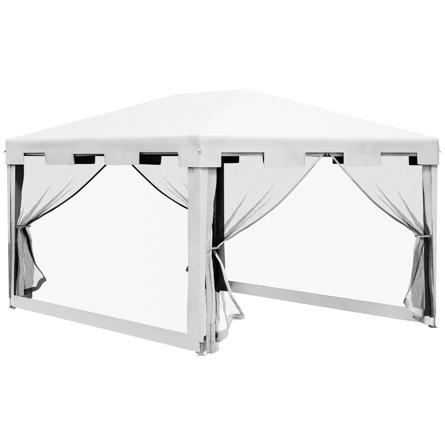 Abri de jardin extérieur Outsunny, 10 x 13&nbsp;pi, tente de jardin, tente de mariage Sun Shade avec parois latérales en filet et 2 portes, blanc