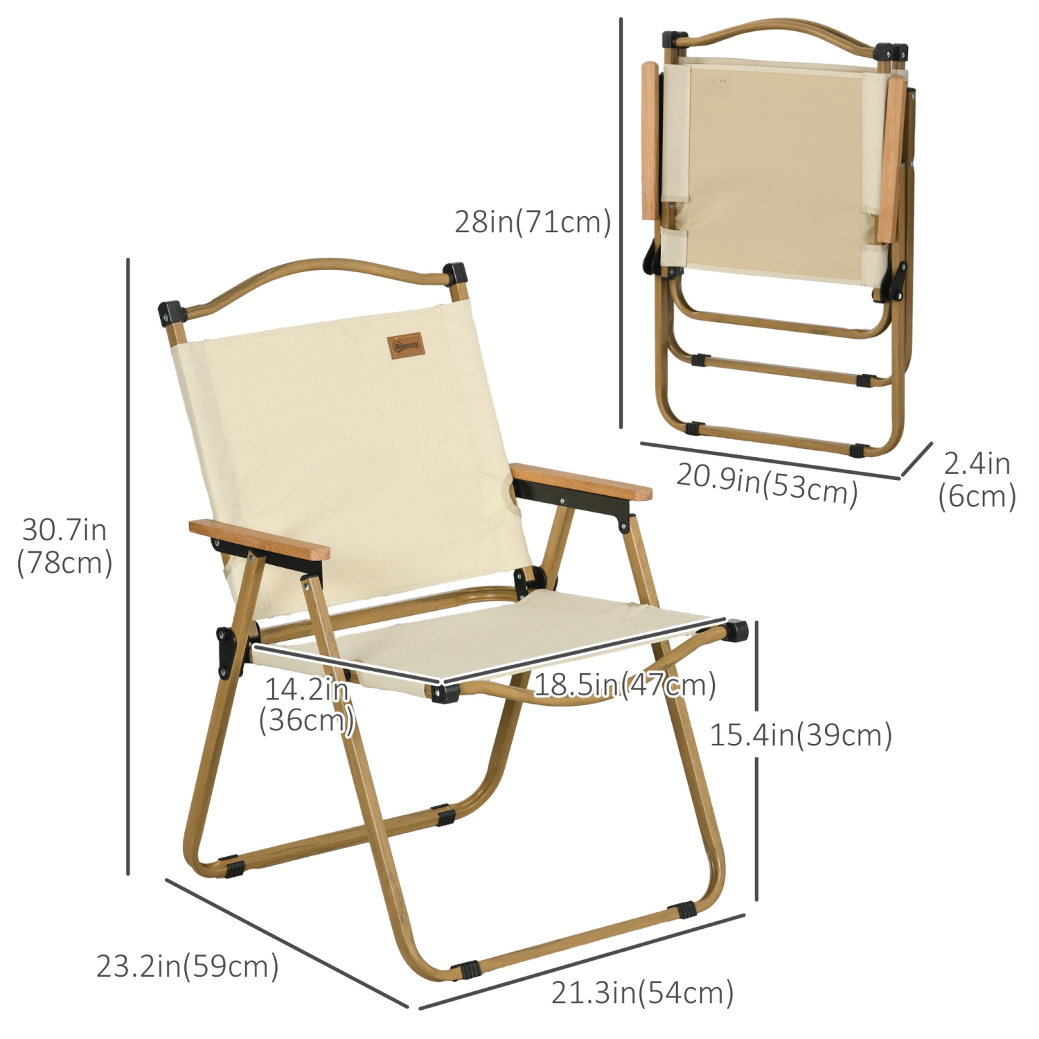 Outsunny Set of 2 Camping Chair, Lightweight Folding Chair