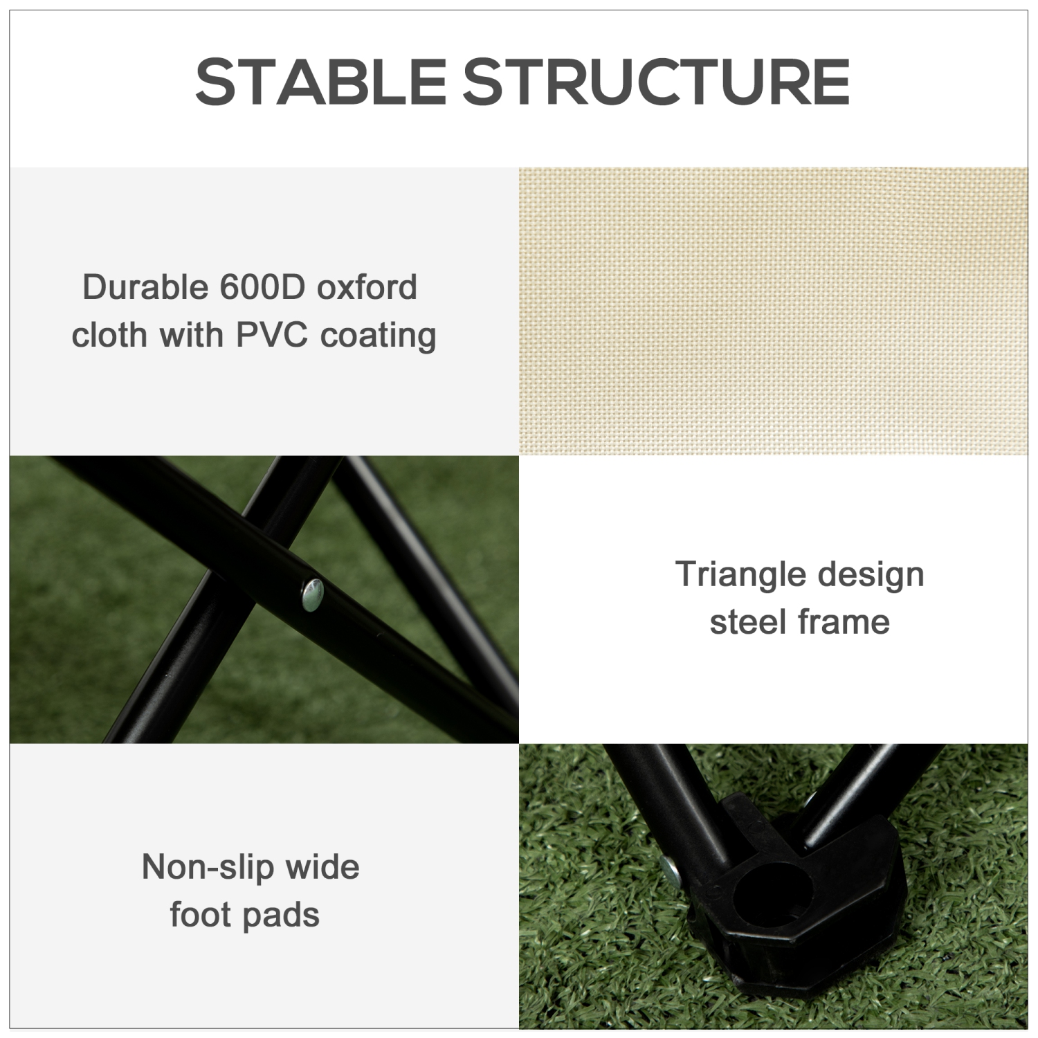 Outsunny Lightweight Camping Chair for Adults, Portable Folding Chair with Carry Bag and Side Pocket for Hiking, Beach, Picnic, Backpacking, White