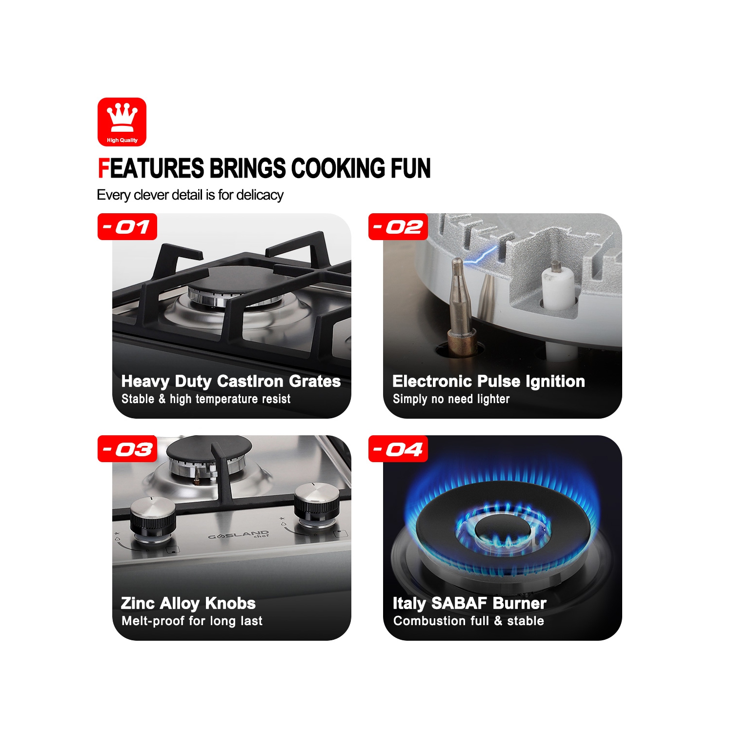 GASLAND 12" 2 Burners NG/LPG Convertible Gas Cooktop, ETL Certified, Stainless Steels