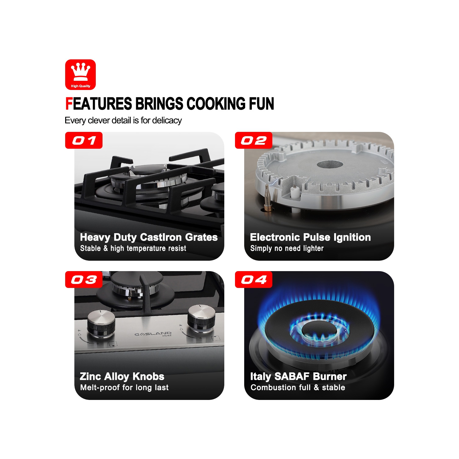 GASLAND 12" 2 Burners NG/LPG Convertible Gas Cooktop, ETL Certified, Stainless Steels, Black