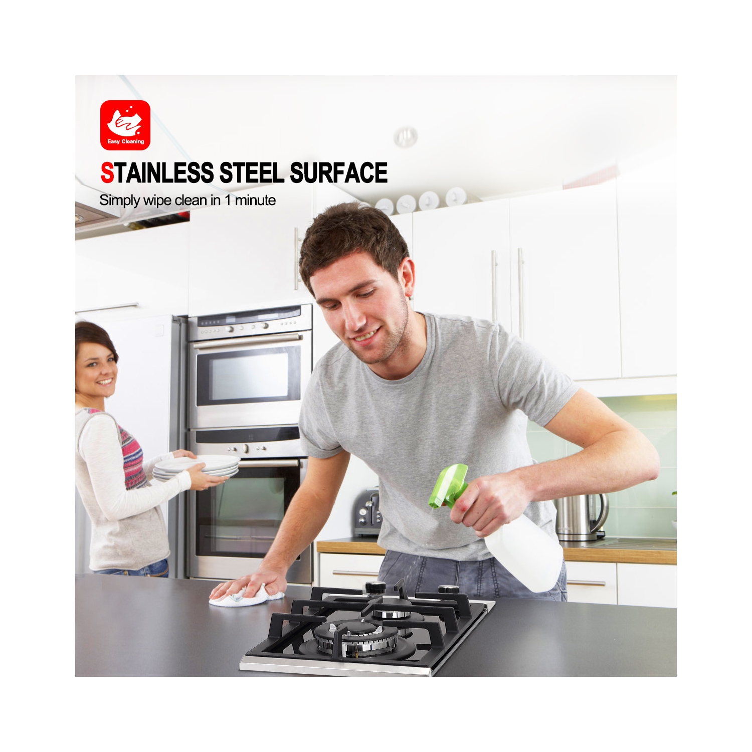 GASLAND 12" 2 Burners NG/LPG Convertible Gas Cooktop, ETL Certified, Stainless Steels, Black