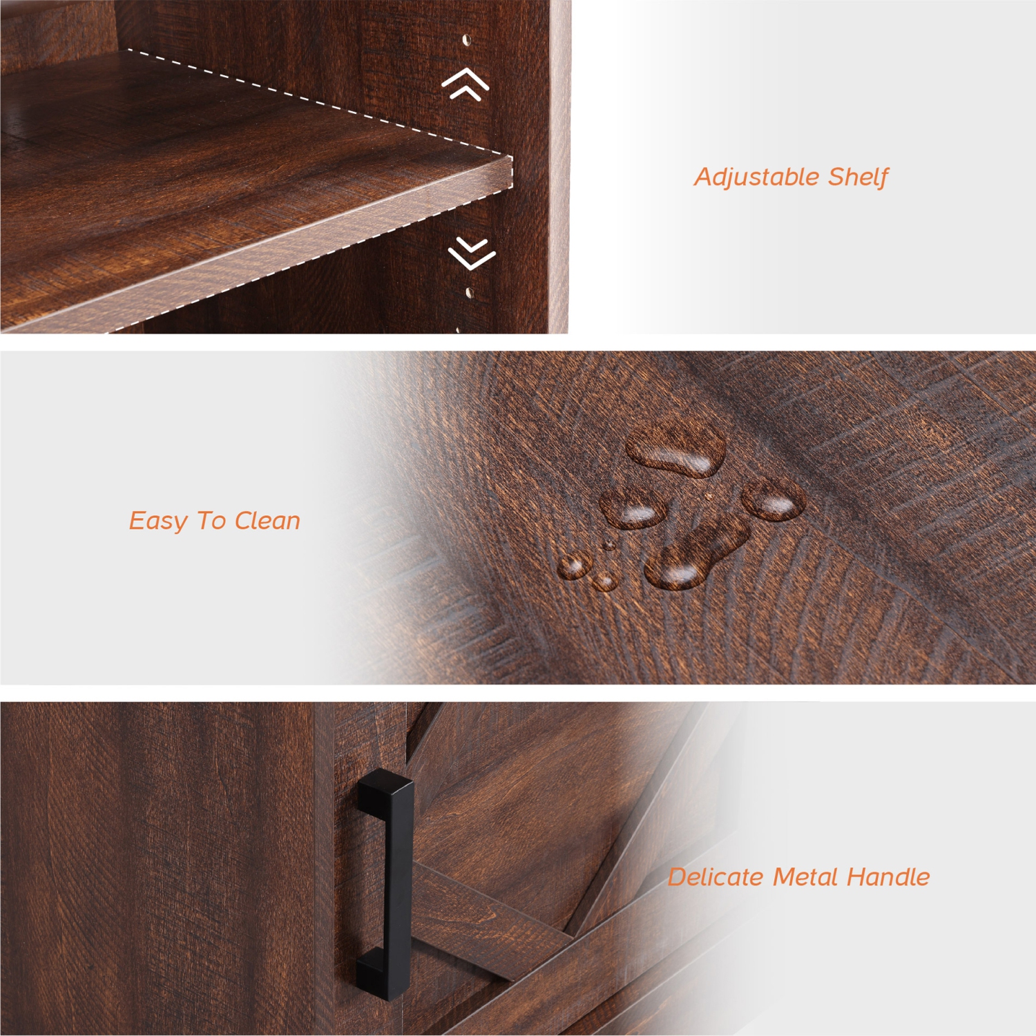 Table d'extrémité WAMPAT avec 1 tiroir et porte, grande table d'appoint champêtre, grande table de chevet moderne avec tablette de rangement
