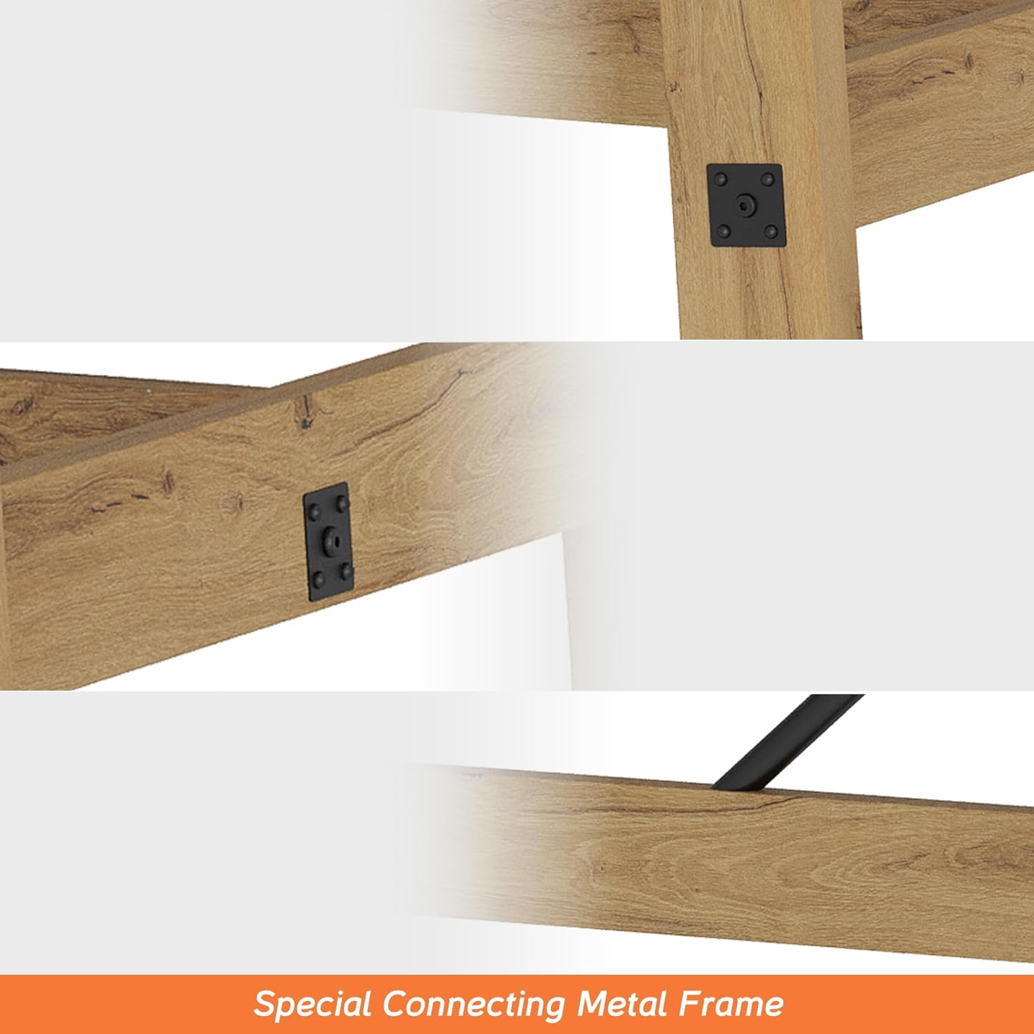 WAMPAT – Table de salle à manger champêtre pour 6&nbsp;personnes, ensemble de 2 tables de cuisine rectangulaires en bois de 2 67 x 2 po avec