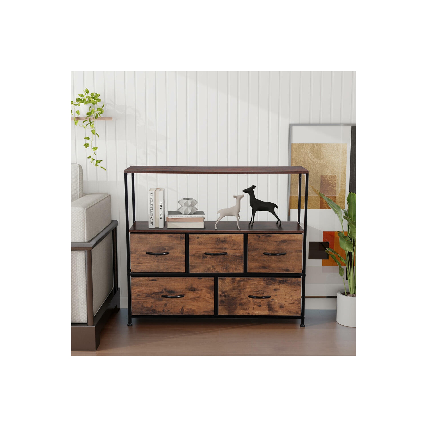 WEIYUDANG Grantville Farmhouse 5 - Drawers Dresser Organizer, Rustic Tall  Chest of Drawers for Bedroom & Reviews