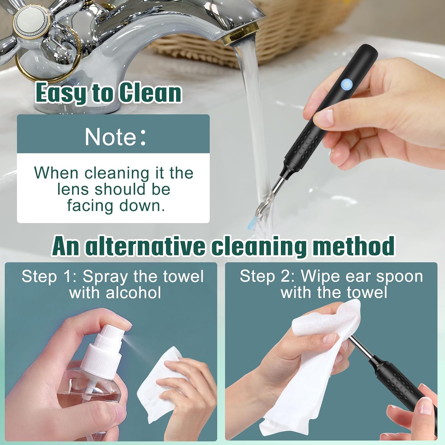 LMECHN Ear Wax Removal Camera Ear Cleaner, Wireless 360° Visible Ear Camera with WiFi, Ear Pick Cleaning