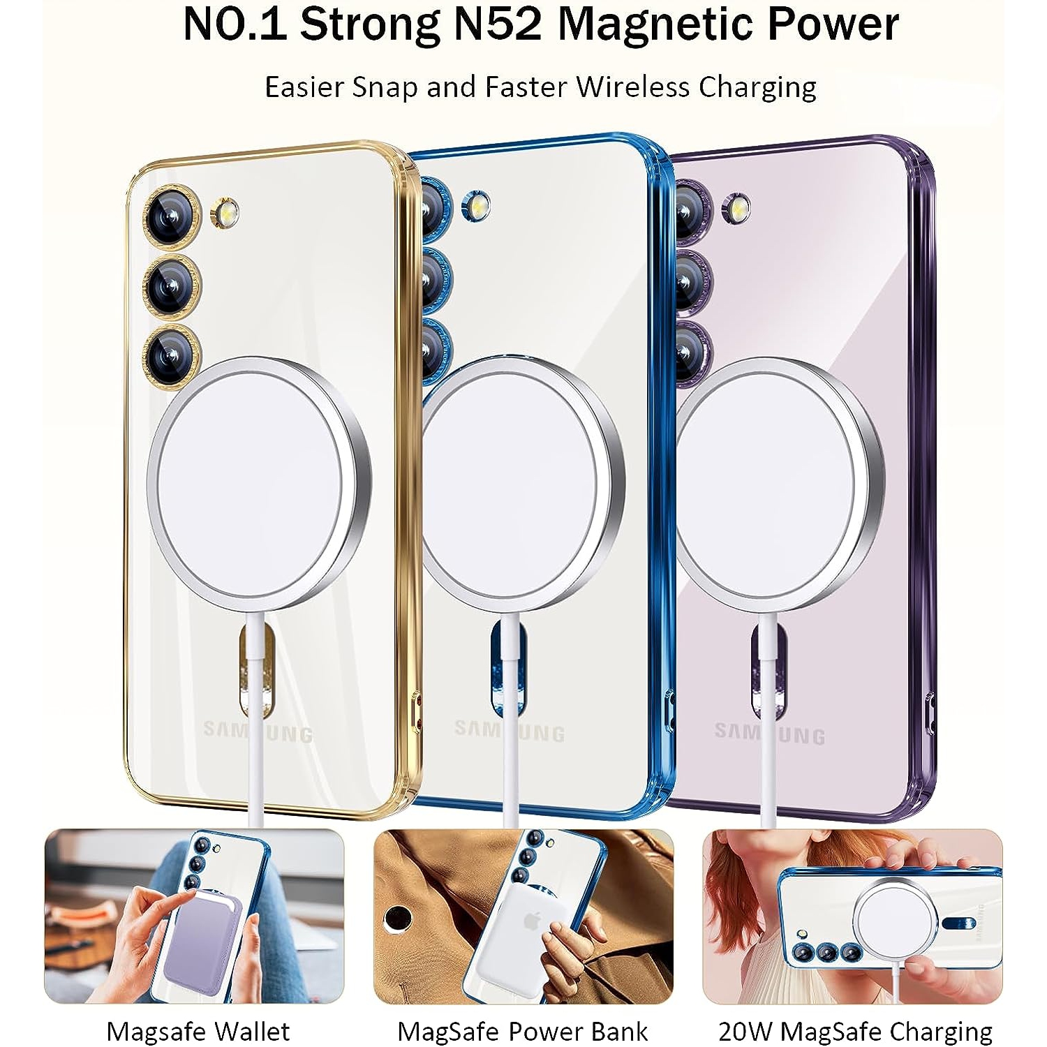 Magnetic Case Designed for Samsung Galaxy S24 Plus 5G - Compatible with MagSafe Charging & Accessories - Blue