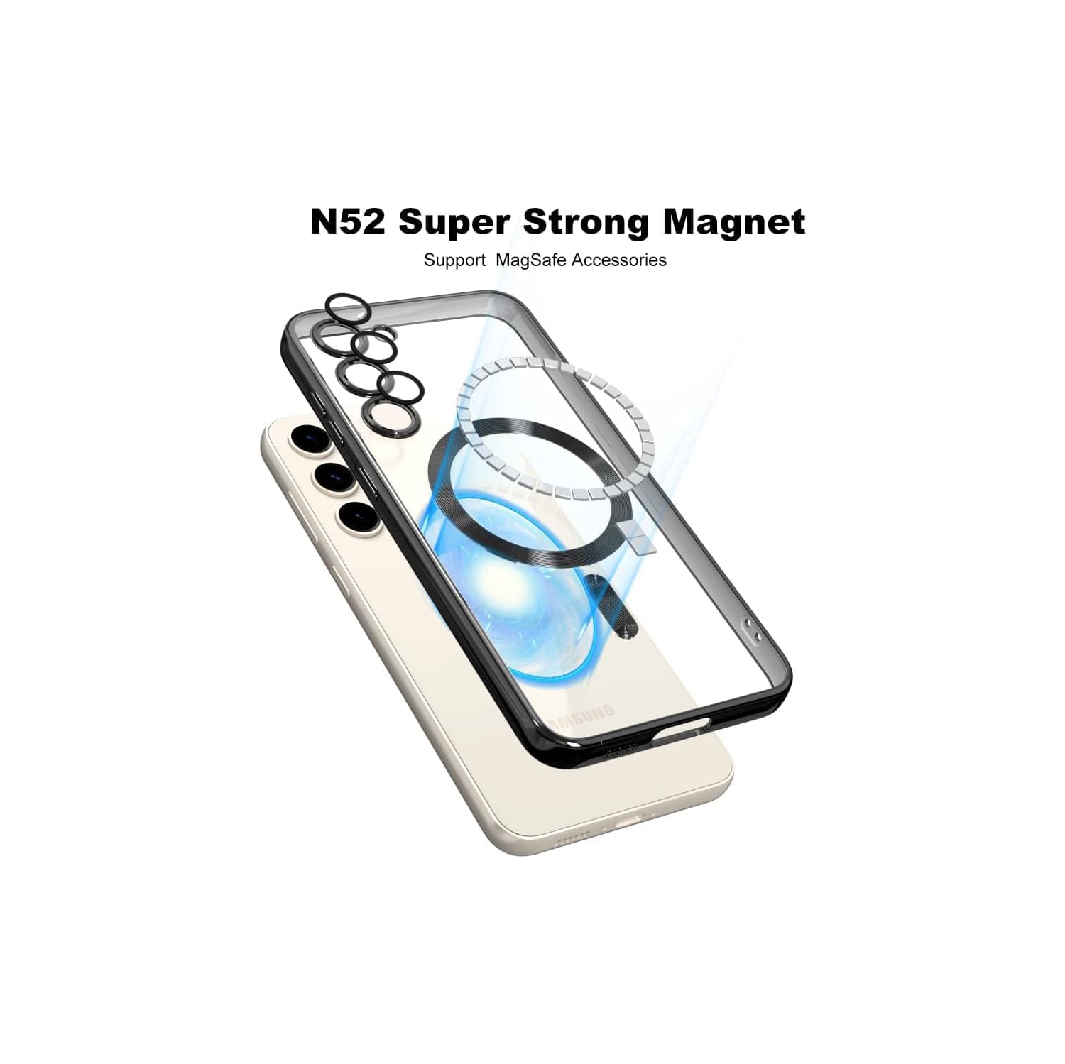 Magnetic Case Designed for Samsung Galaxy S24 Plus 5G - Compatible with MagSafe Charging & Accessories - Black