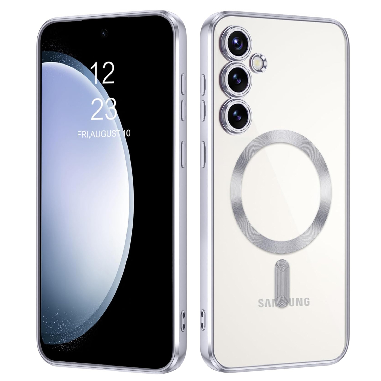 Magnetic Case Designed for Samsung Galaxy S24 Plus 5G - Compatible with MagSafe Charging & Accessories - Silver