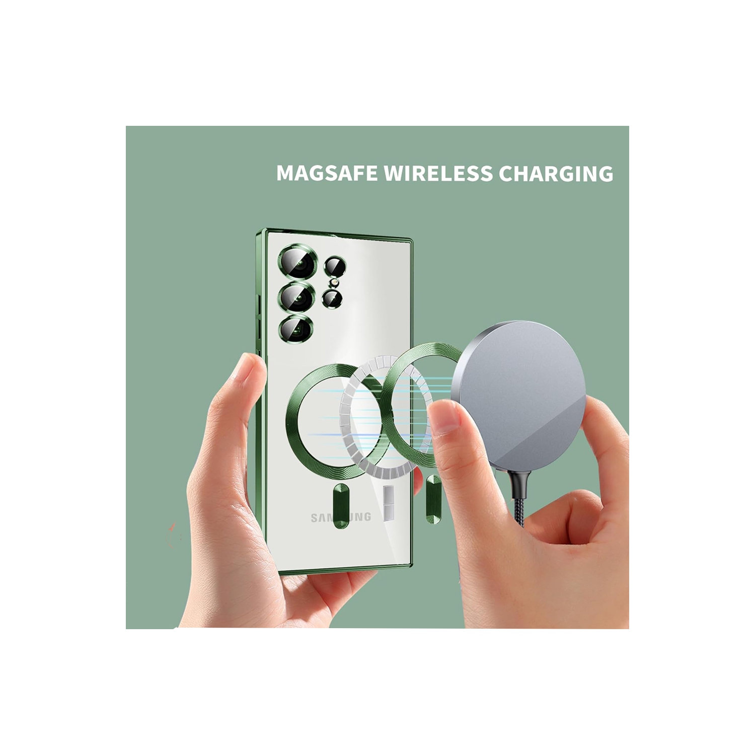 Magnetic Case Designed for Samsung Galaxy S24 Ultra 5G - Compatible with MagSafe Charging & Accessories - Silver