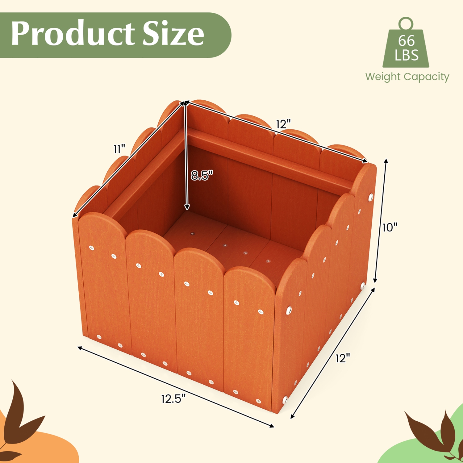 Gymax 2 Pack Square Planter Box Weather-Resistant HDPE Flower Pot Garden Bed