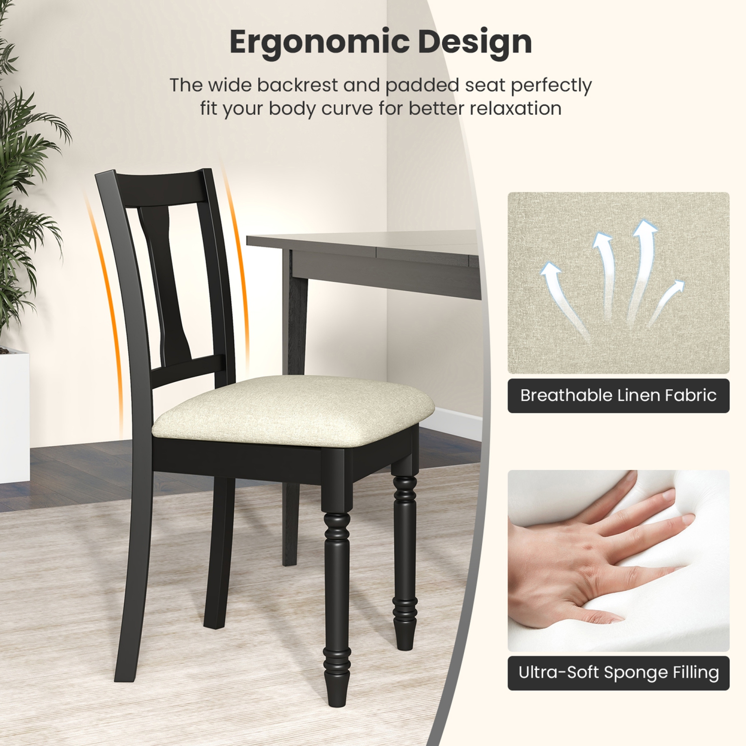 Gymax Set of 4 Upholstered Wooden Dining Chair w/ Seat Storage Space