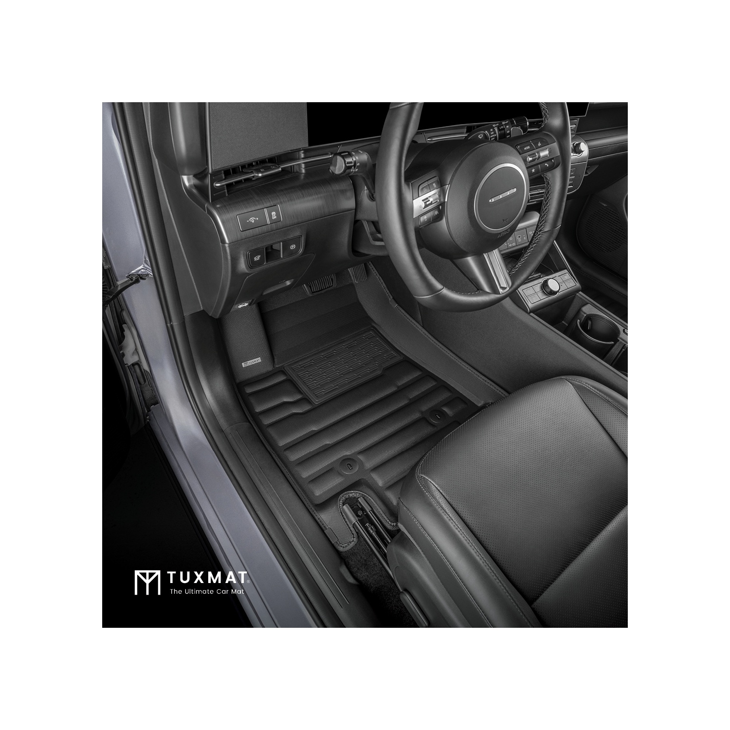 TuxMat - Pour les modèles Hyundai Kona Electric 2024-2026 - Tapis d'auto personnalisés - Couverture maximale, toutes saisons, mesurée au laser - Cet