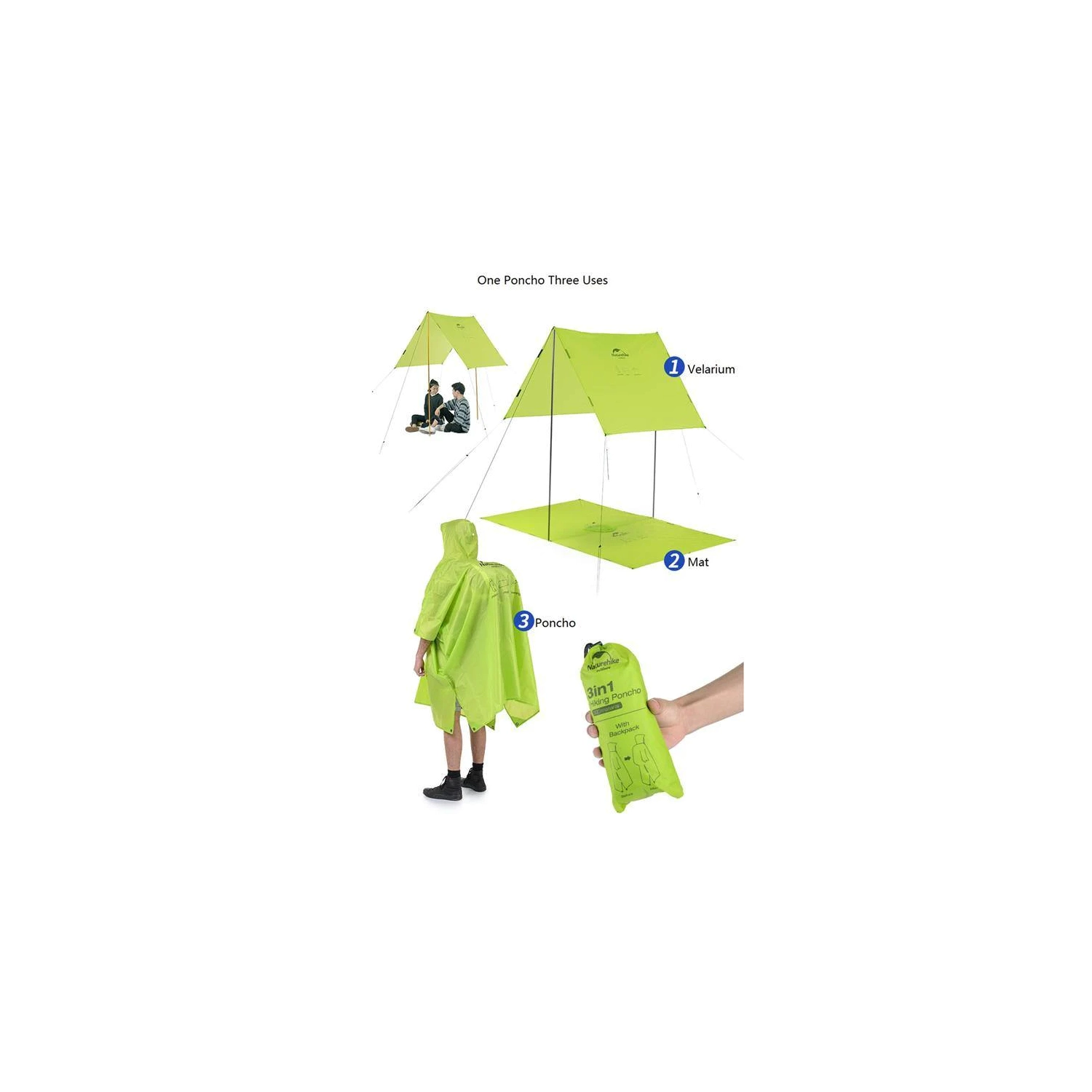 Naturehike 3 in 1 Multifunction Poncho Raincoat | 100% waterproof you & your backpack