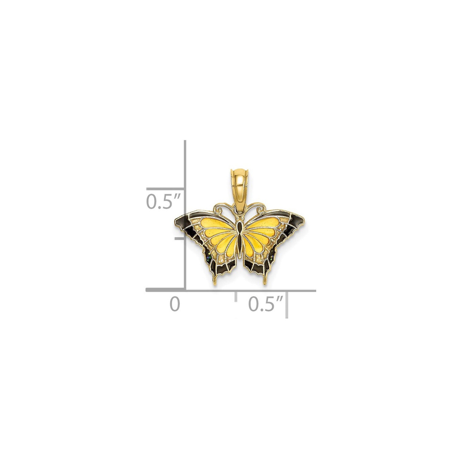 Yellow Butterfly Charm Pendant Necklace in 10K Yellow Gold with Chain
