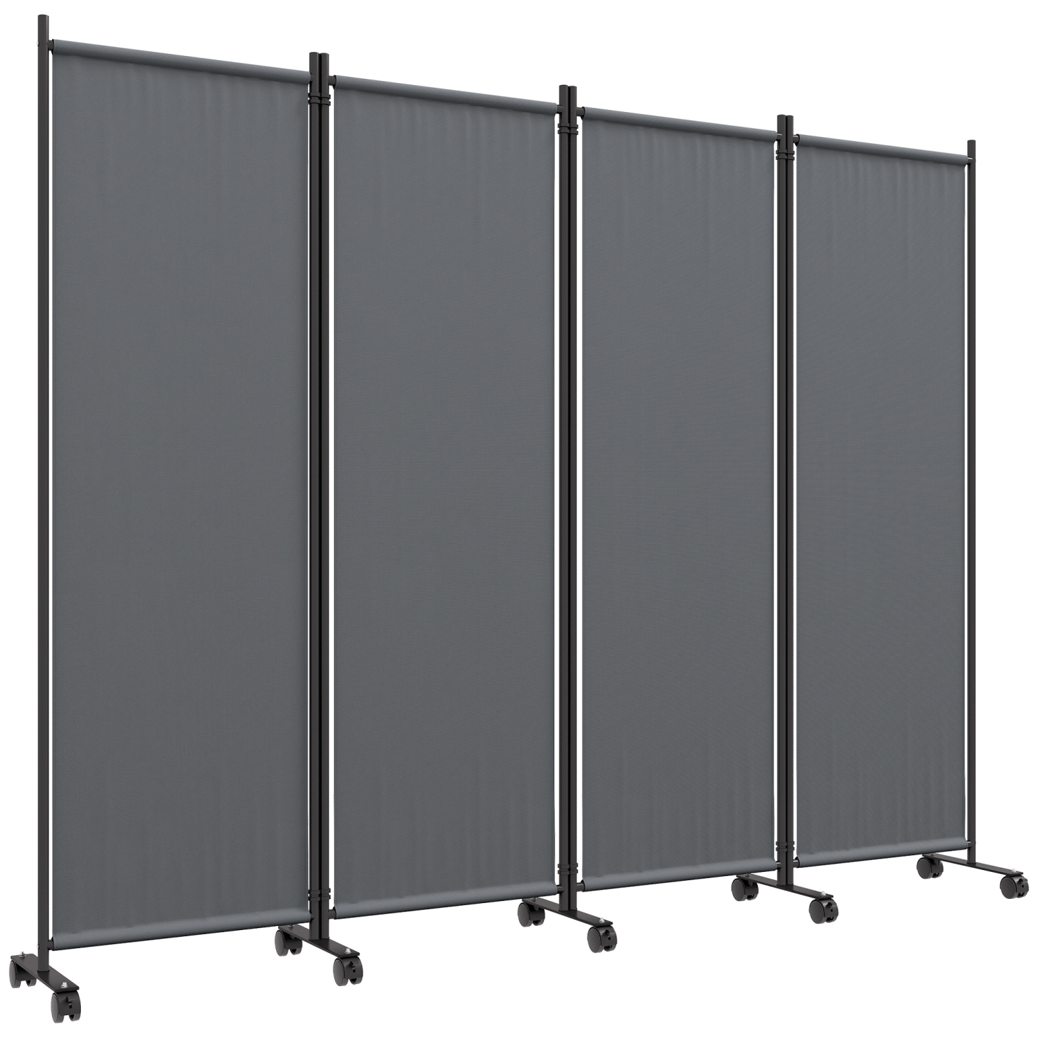Outsunny 4 Panel Folding Room Divider with Lockable Wheels, 5.6ft Rolling Privacy Screen, Portable Freestanding Room Partition Separator for Home