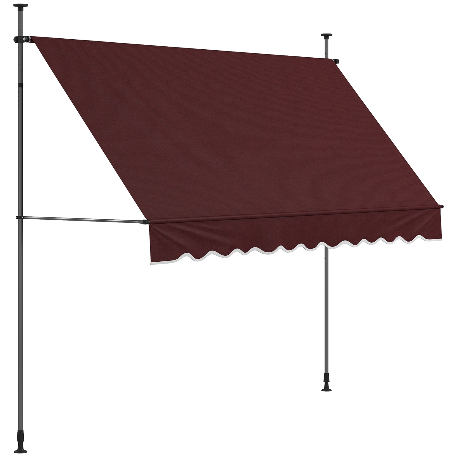 Outsunny 10' x 3' Manual Retractable Awning, Non-Screw Freestanding Patio Sun Shade Shelter with Support Pole Stand and UV-resistant fabric for