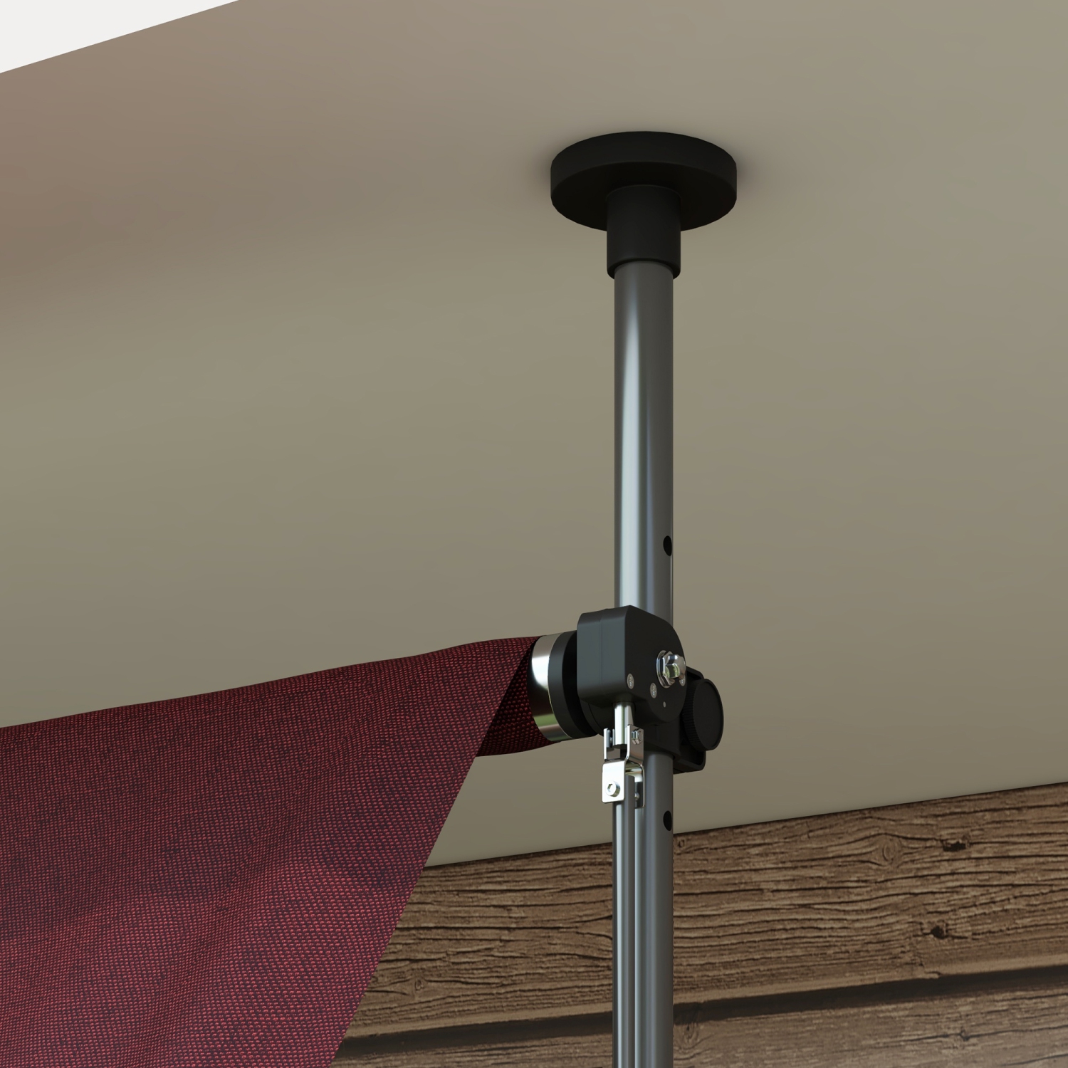 Outsunny 10' x 3' Manual Retractable Awning, Non-Screw Freestanding Patio Sun Shade Shelter with Support Pole Stand and UV-resistant fabric for