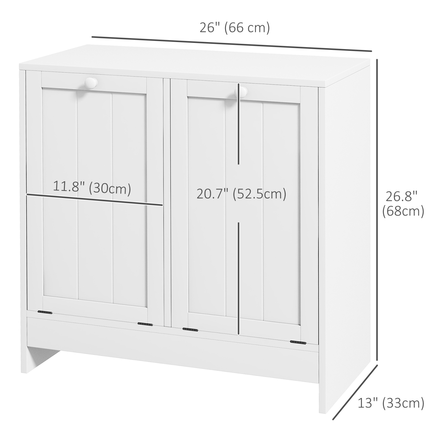 kleankin Laundry Cabinet, Bathroom Cabinet with 2 Tilt-Out Hampers, Modern Laundry Storage Cabinet for Washroom, White