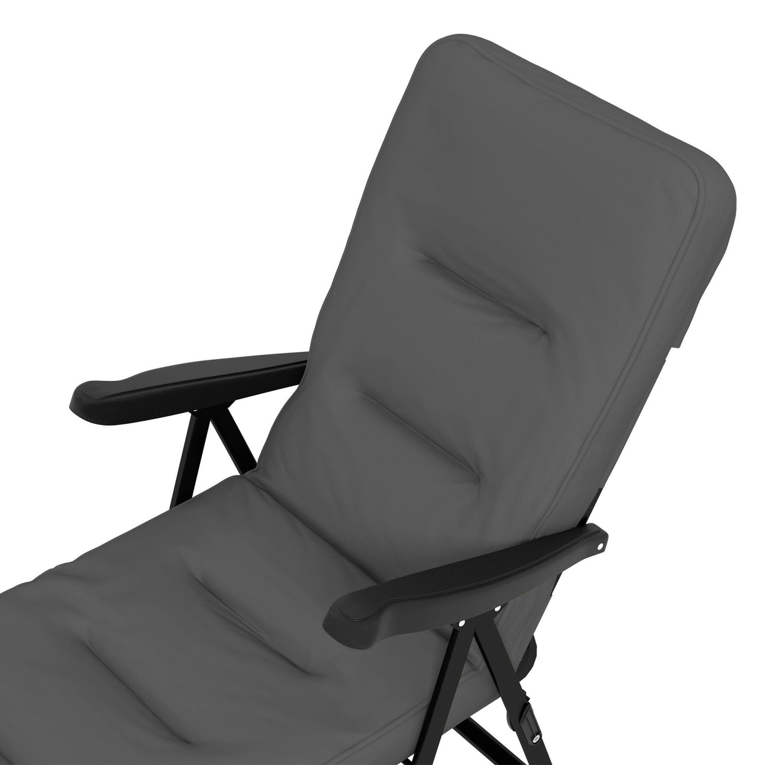 Outsunny Outdoor Lounge Chair with Padded Cushion, Folding Reclining Patio Garden Chair with Recline Back, Footrest, for Poolside, Patio, Light Grey