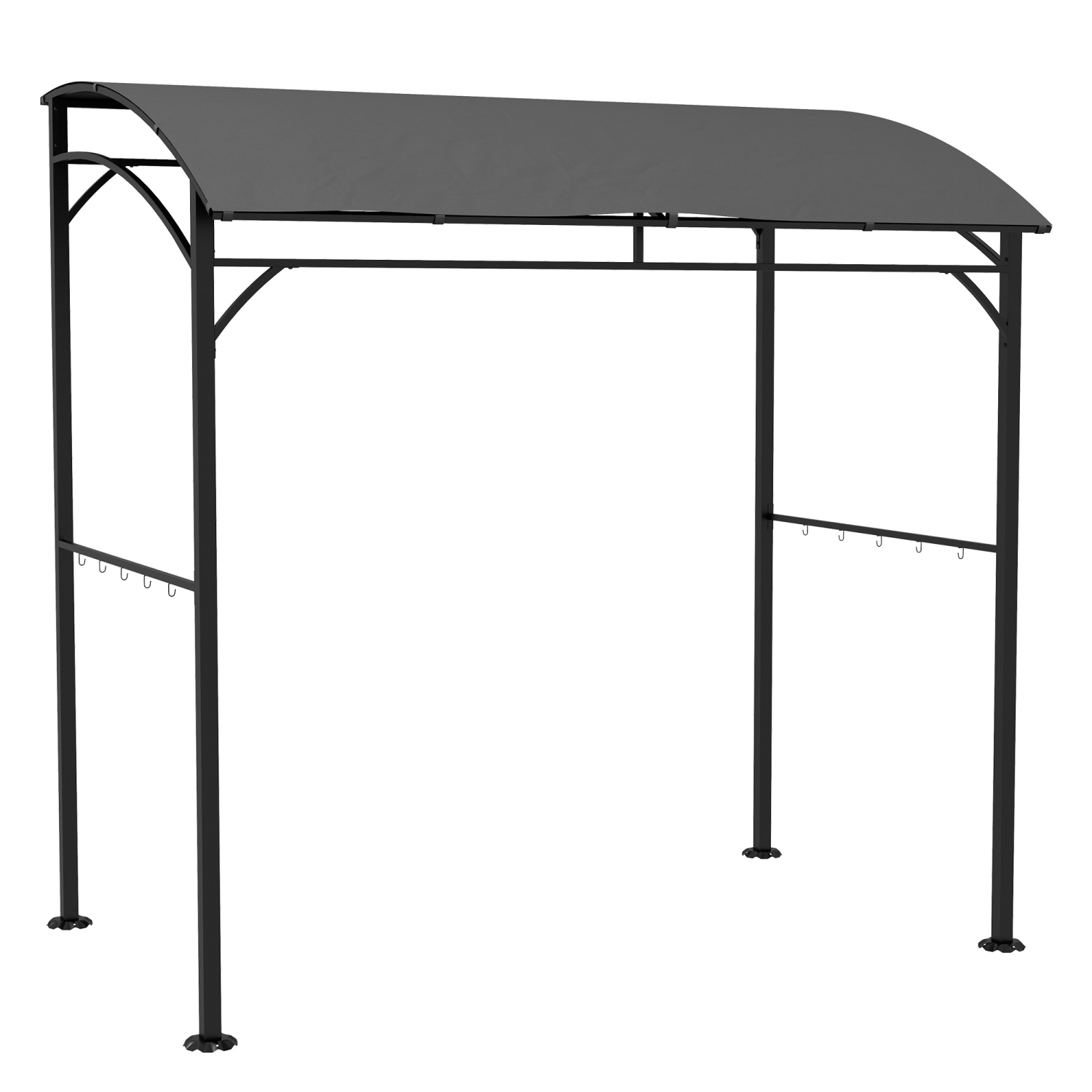 Outsunny 7' x 5' BBQ Grill Gazebo Tent, Garden Grill Canopy with Steel Frame and Hooks, Outdoor Sun Shade, Charcoal Grey