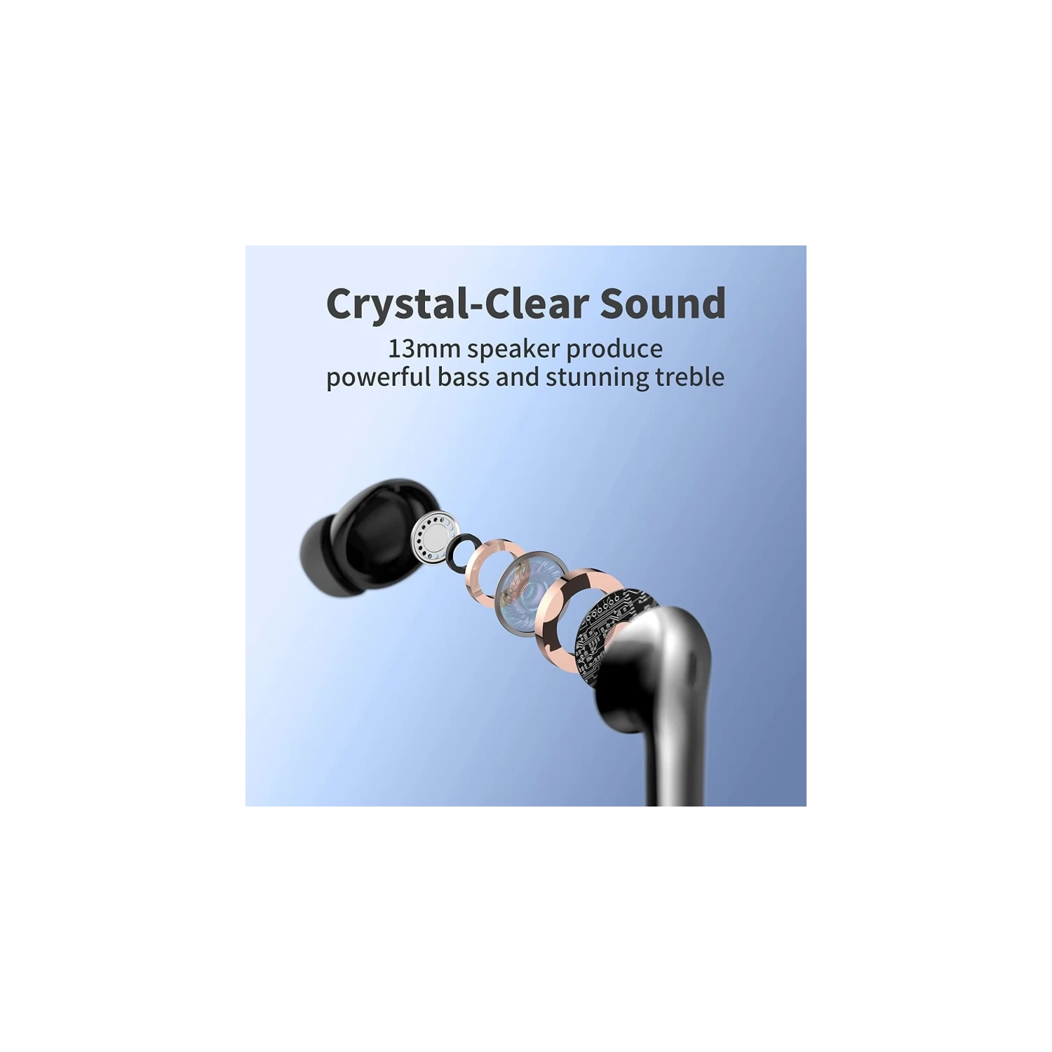 Bluetooth Headphones with 60H Playback, True Wireless Earbuds, LED Power Display, Wireless Charging Case, IPX5 Waterproof, In-Ear Earbuds with Mic -