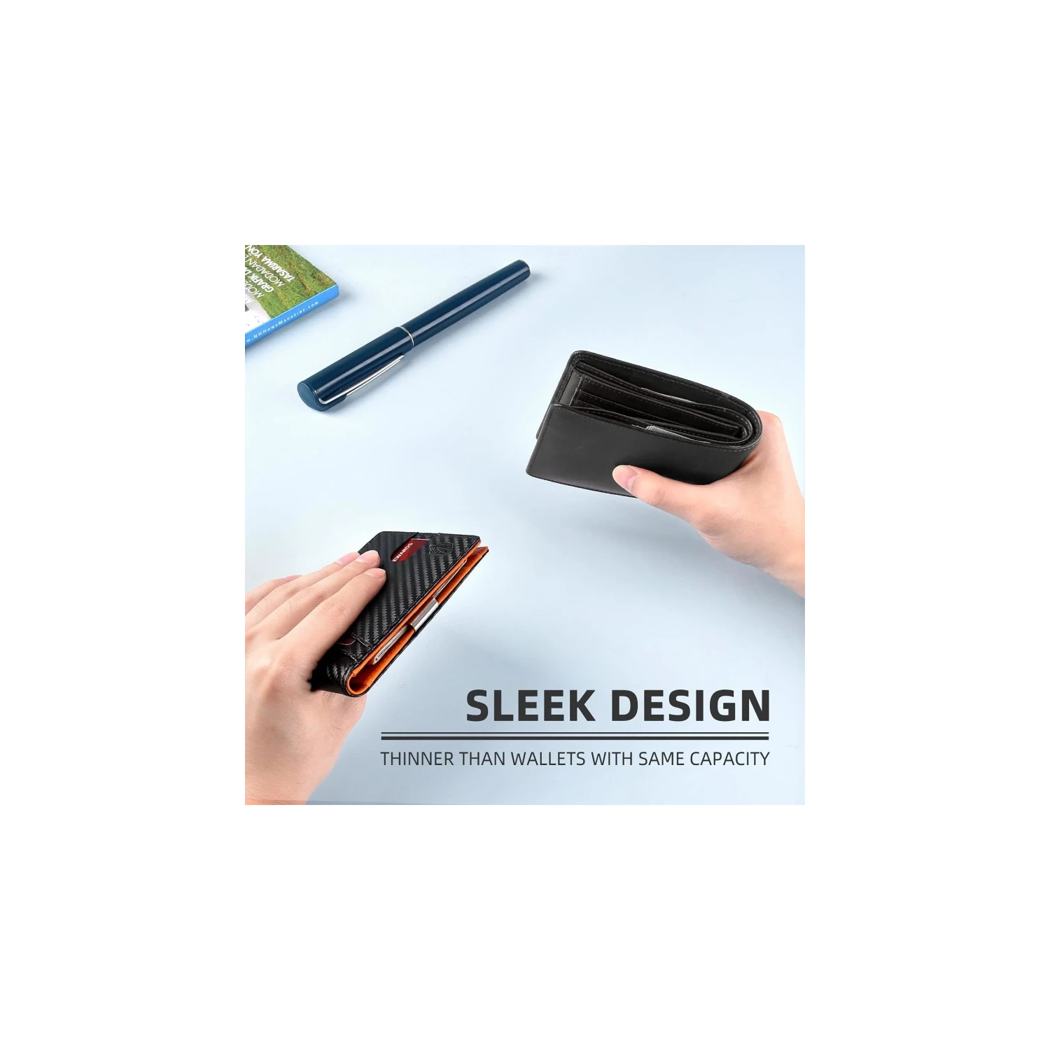 Men's RFID Blocking Bifold Wallet - Larger Capacity with 12 Slots, Minimalist Design for Front Pocket Comfort, Includes ID Window