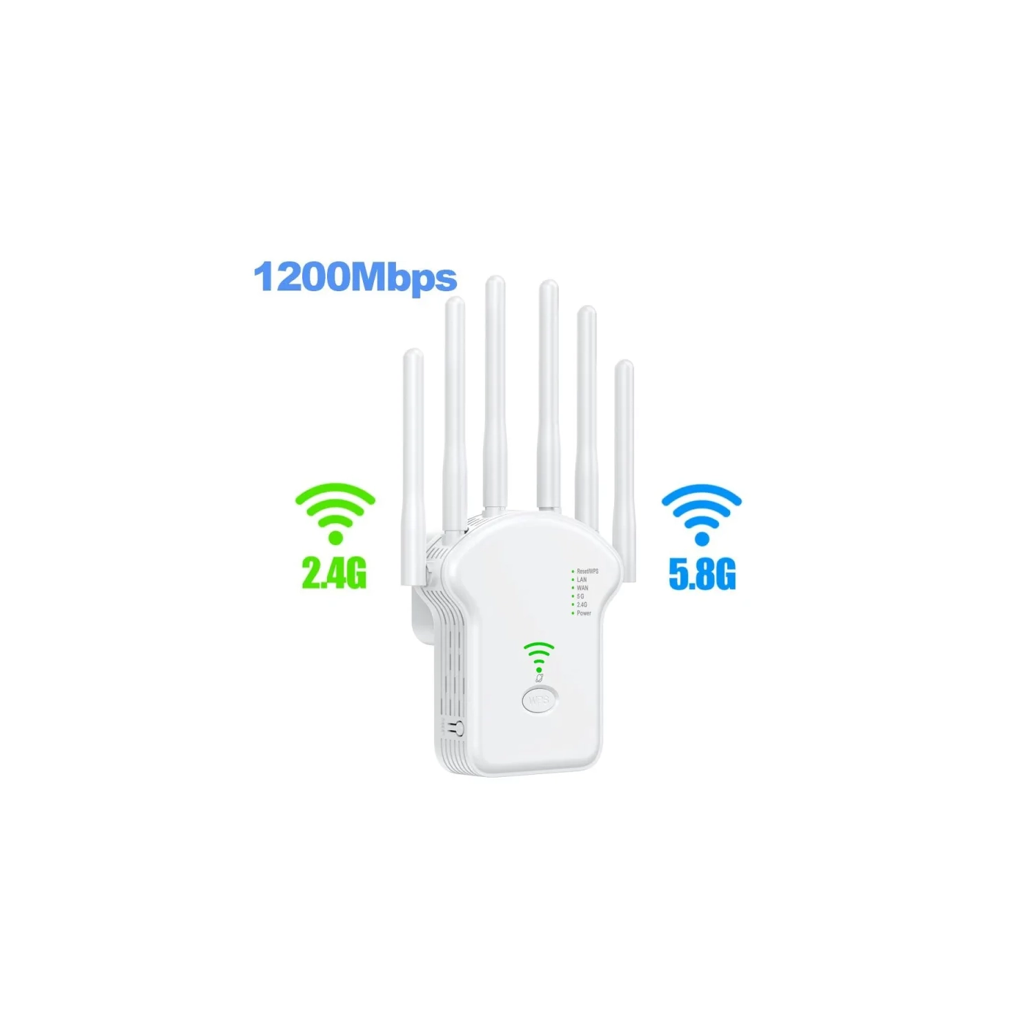 High-Speed 1200Mbps Dual-Band WiFi Repeater with Antenna, Signal Extender, and WPS Router - Wireless Network Amplifier for 2.4G and 5G