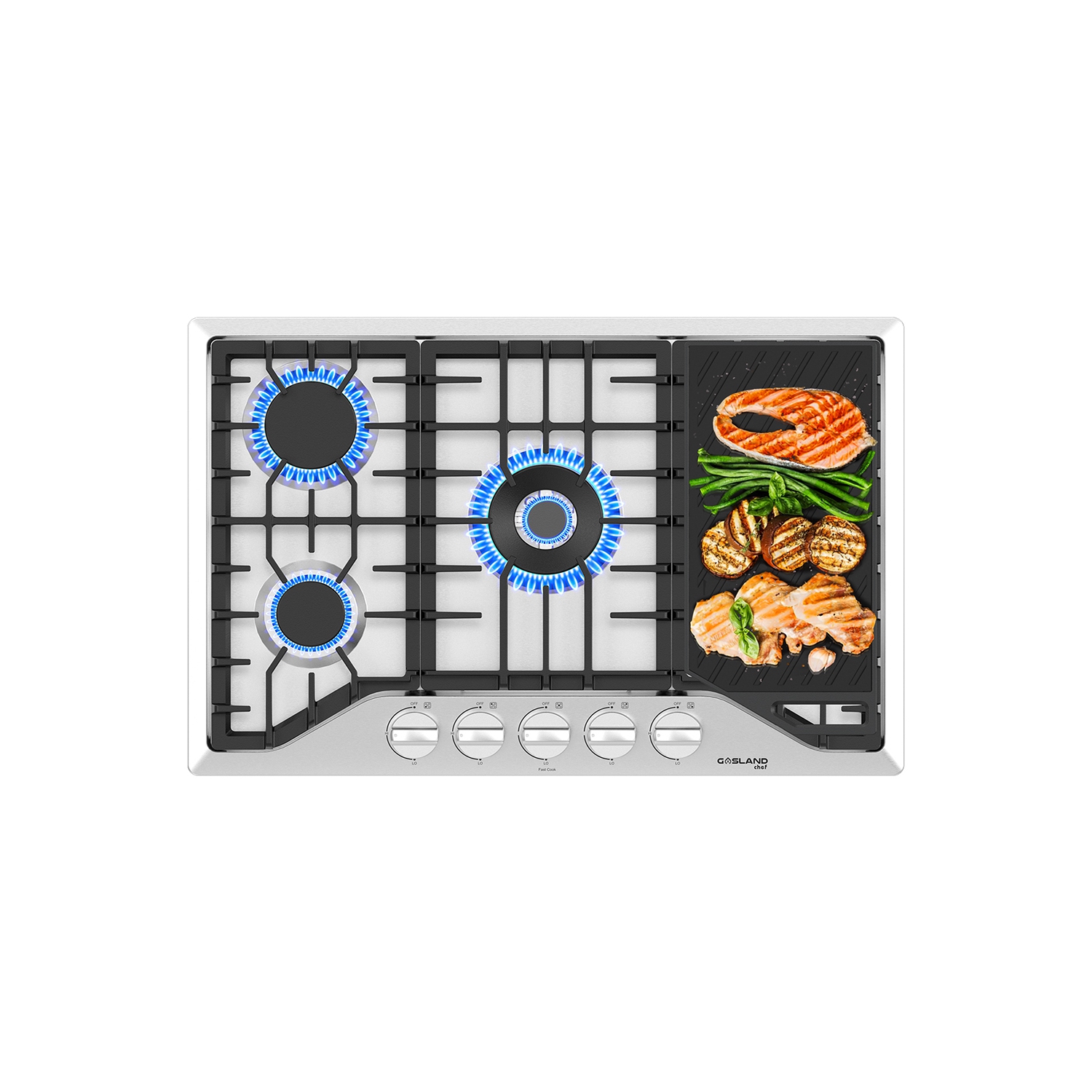 GASLAND 30" 5 Burners NG/LPG Convertible Gas Cooktop, Max 13,000 BTU Burner- Stainless Steels